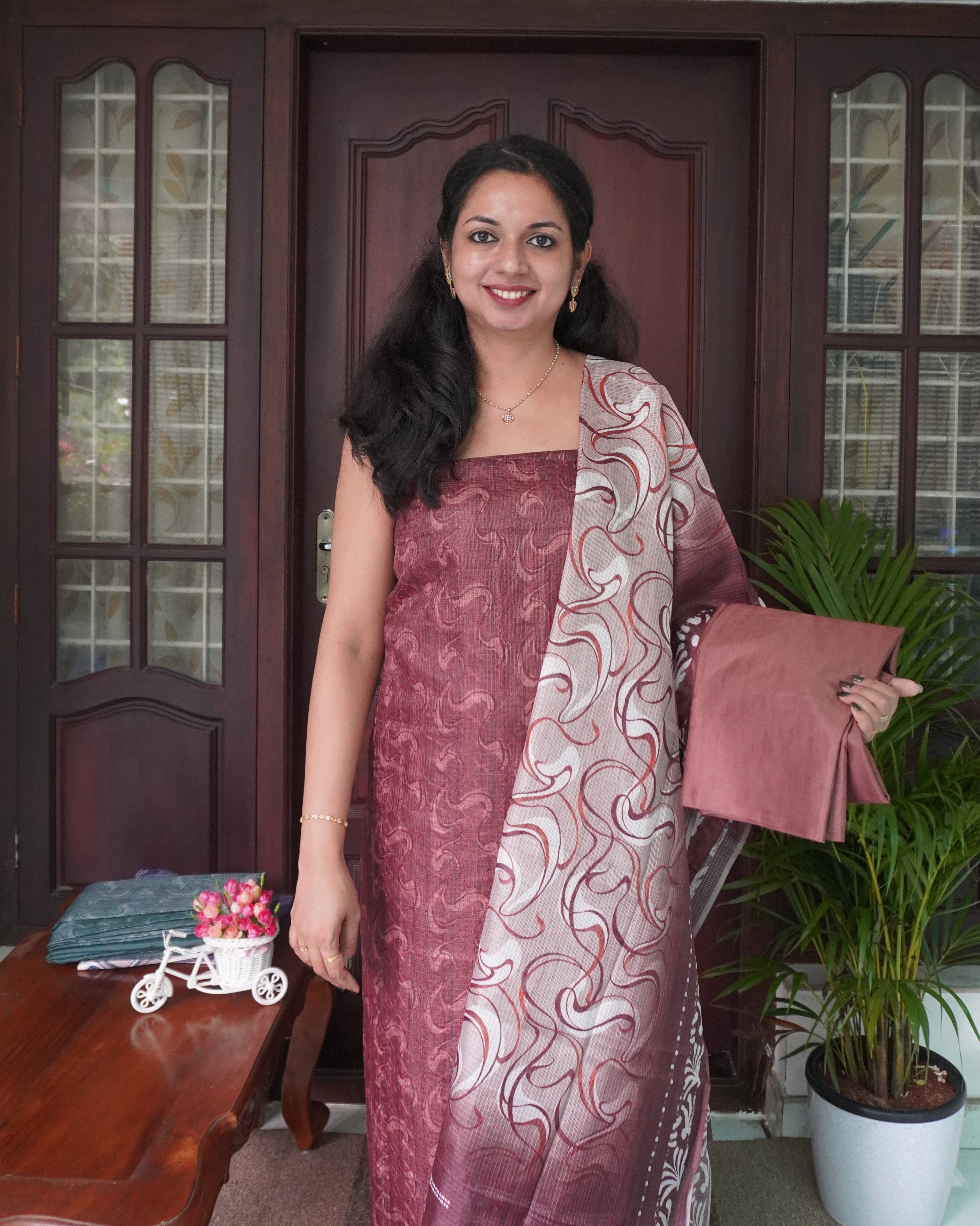 Net Cotta Unstitched Salwar Set- 0015