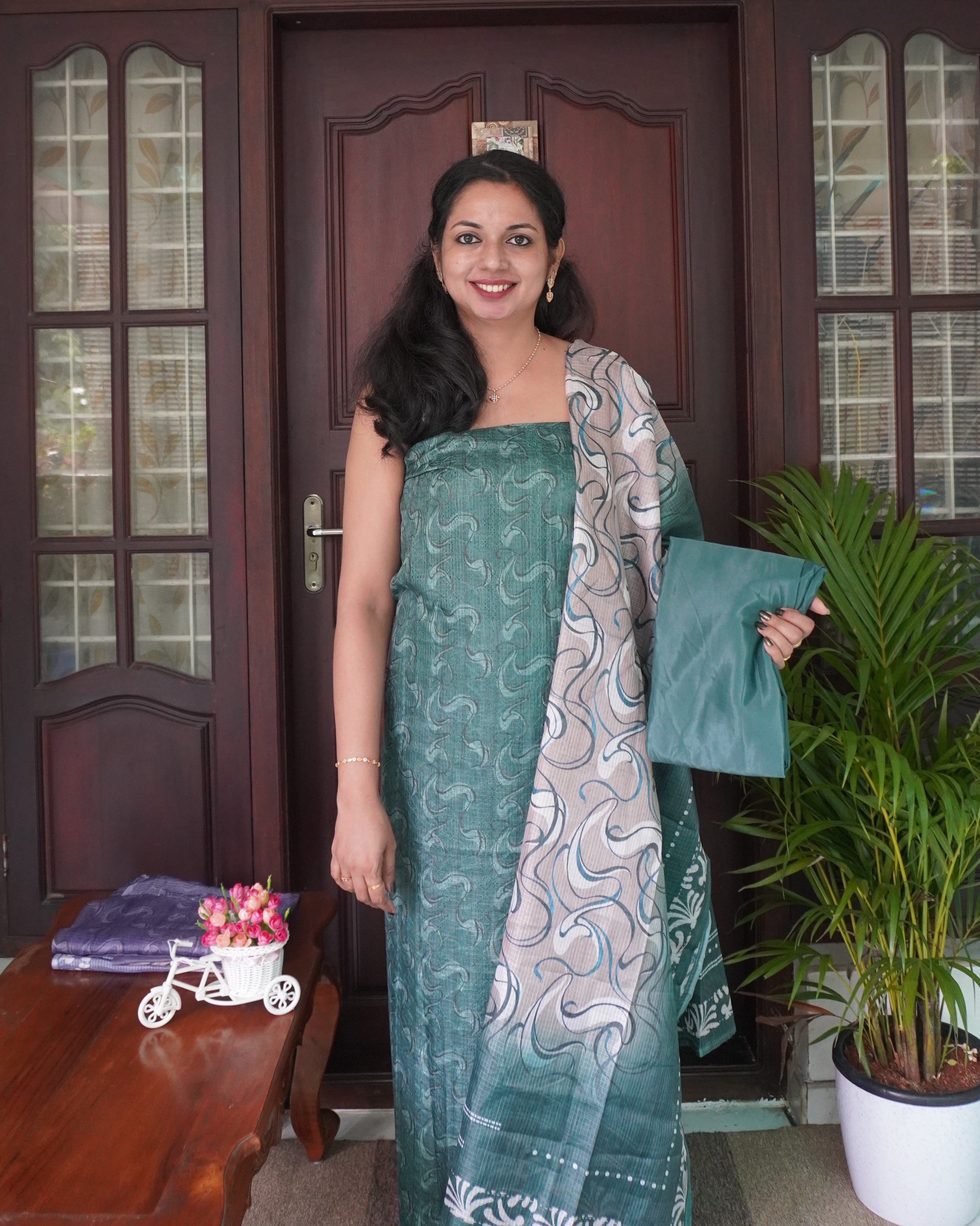 Net Cotta Unstitched Salwar Set- 0015