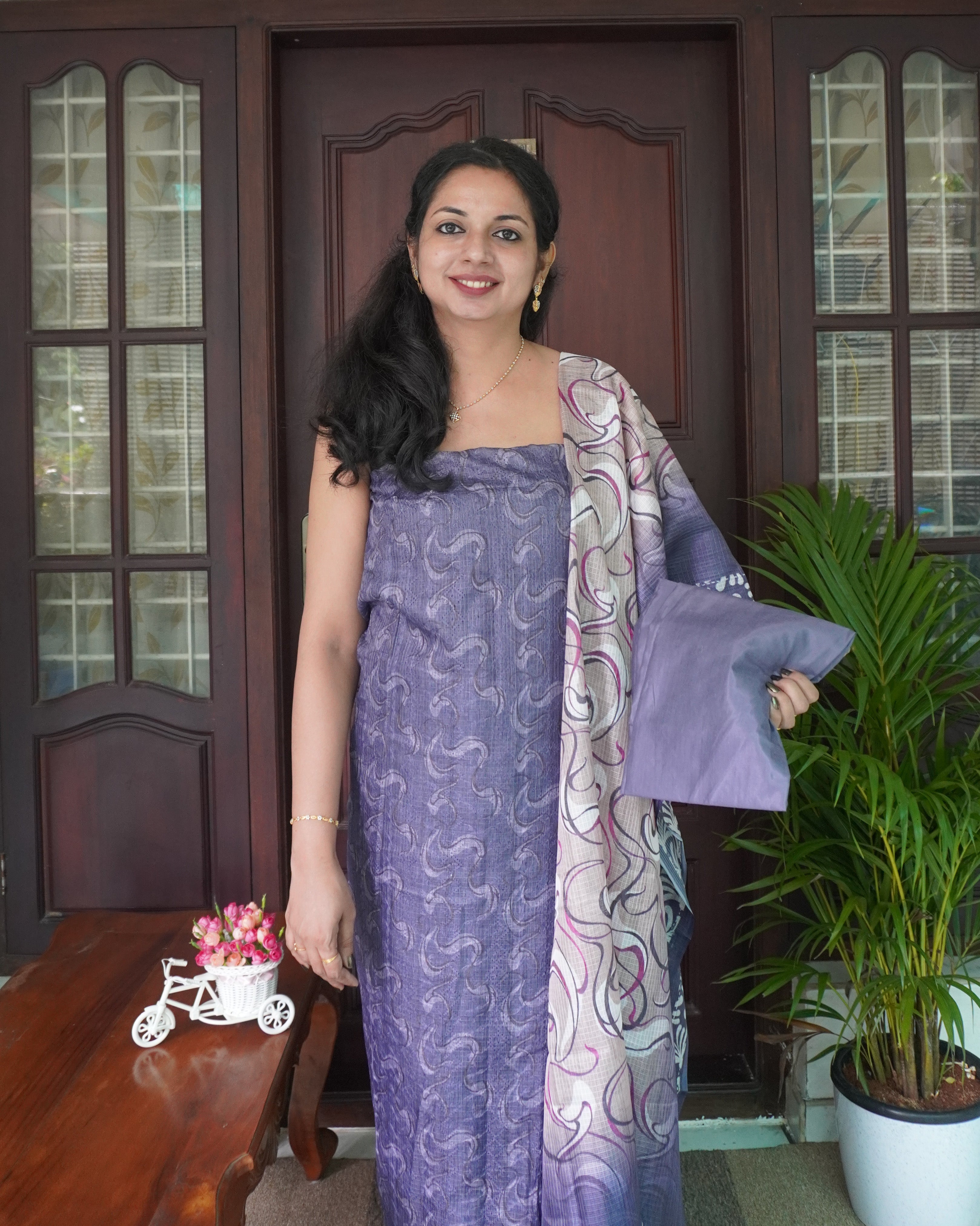 Net Cotta Unstitched Salwar Set- 0015