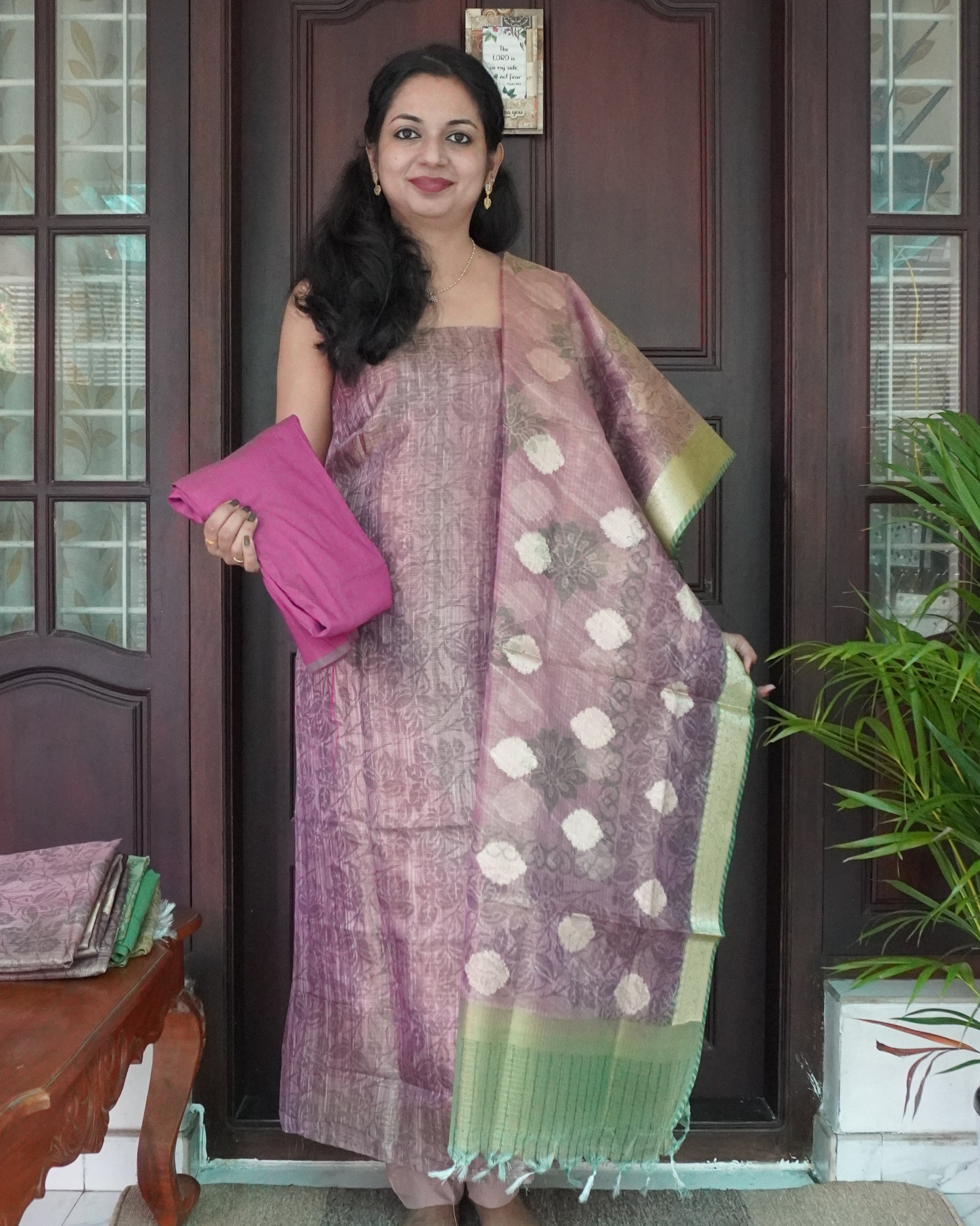 Tissue Unstitched Salwar Set -0014