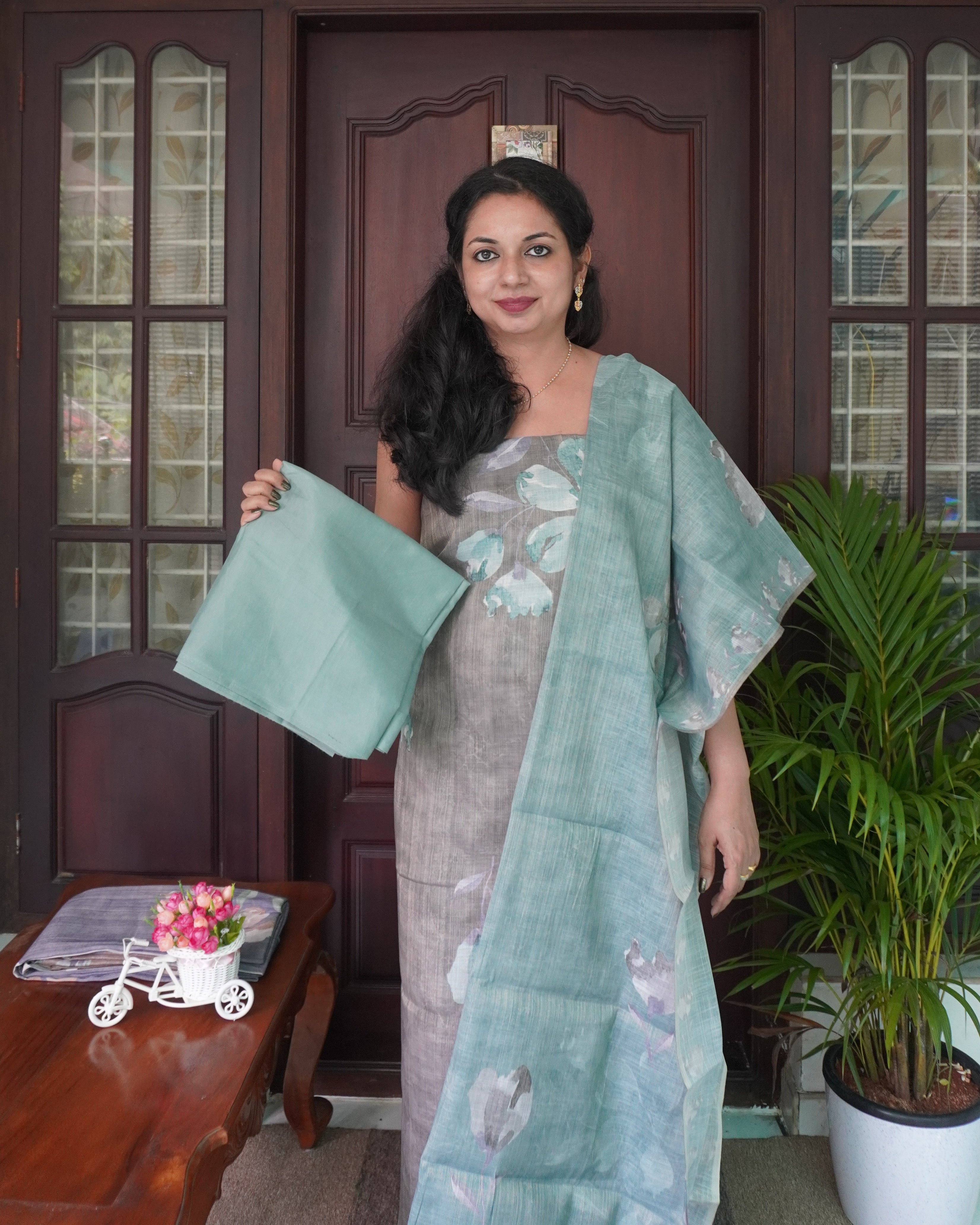 Tissue Unstitched Salwar Set- 0010