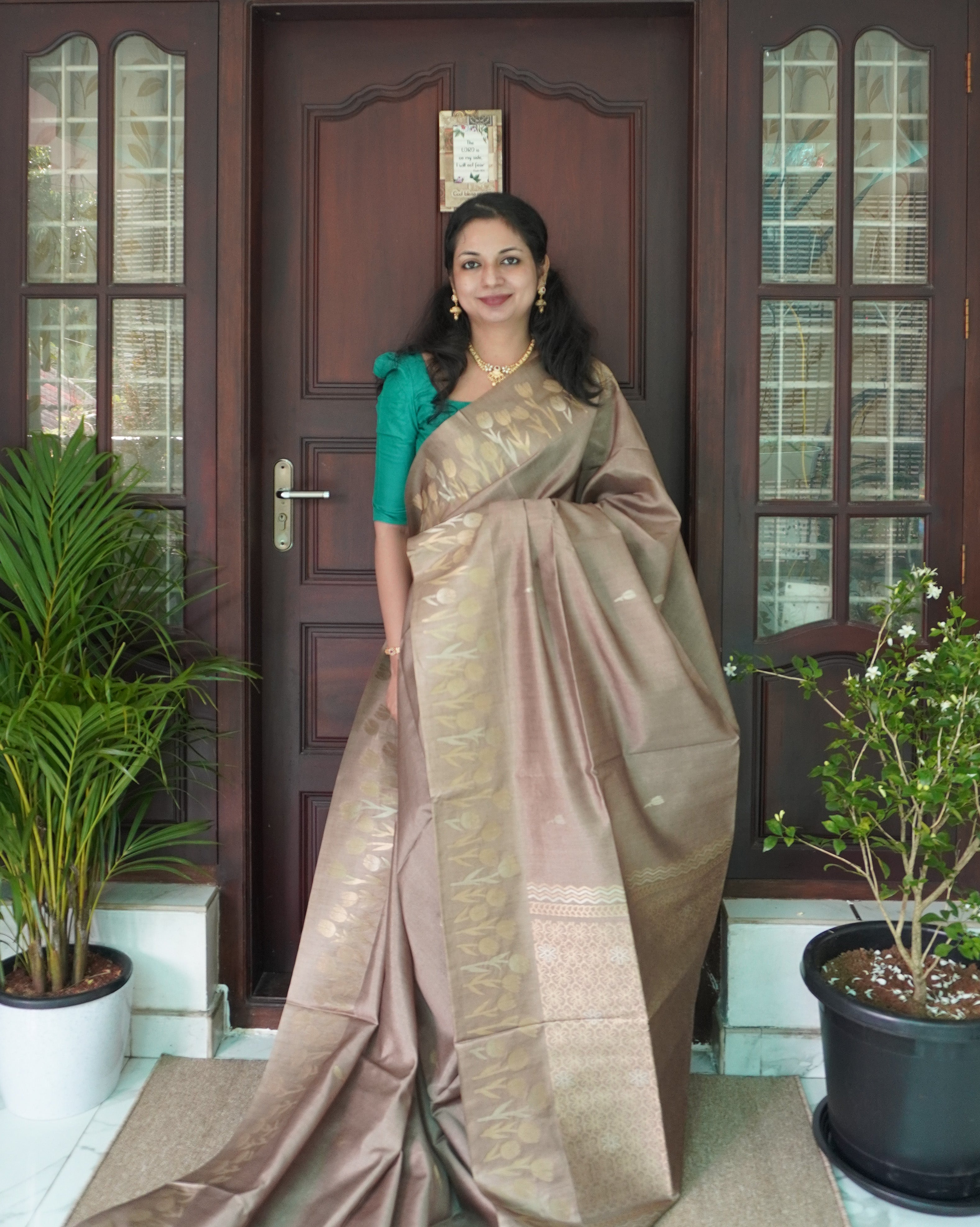 Premium Semi Tussar Saree with Tulip Border -0009