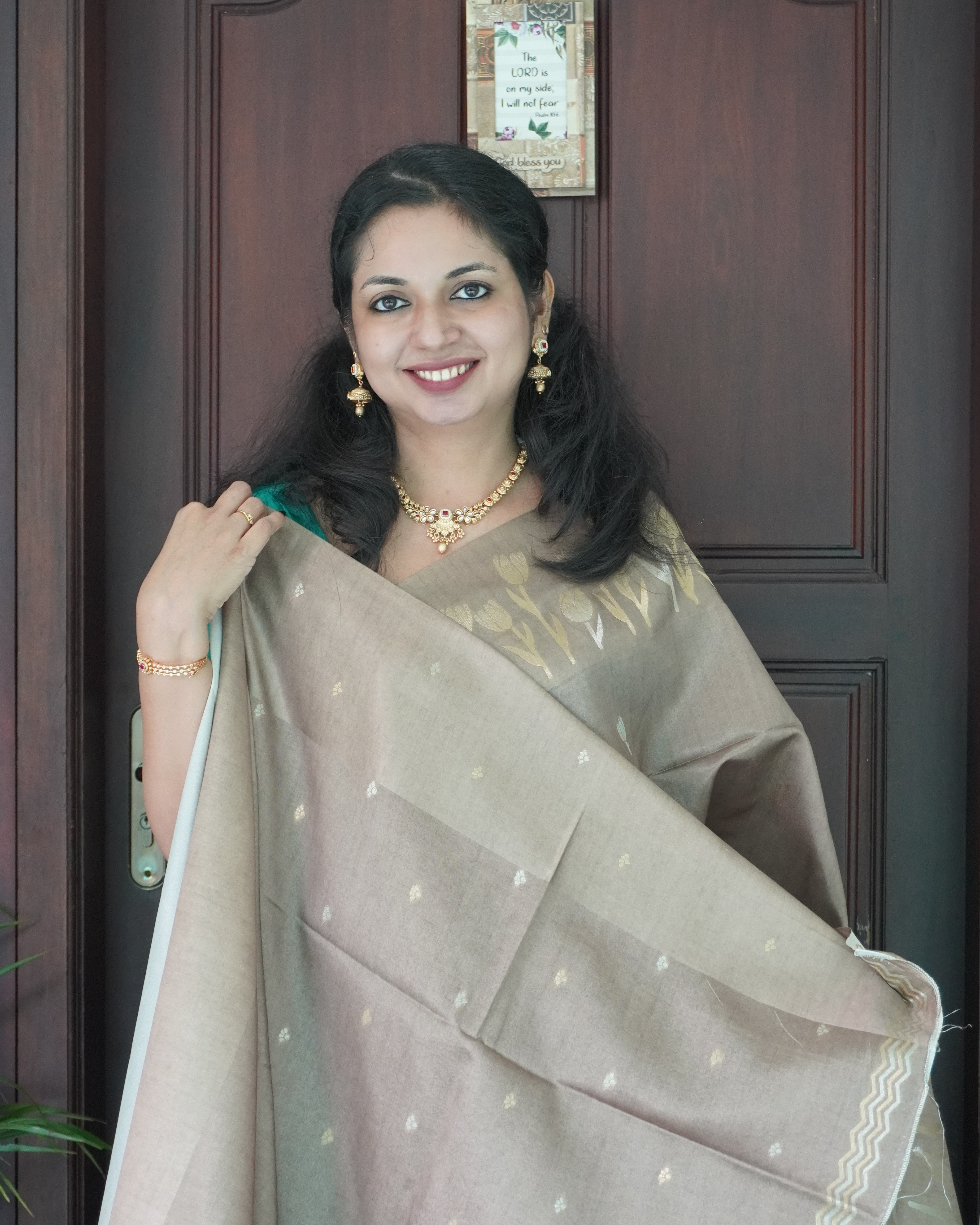 Premium Semi Tussar Saree with Tulip Border -0009