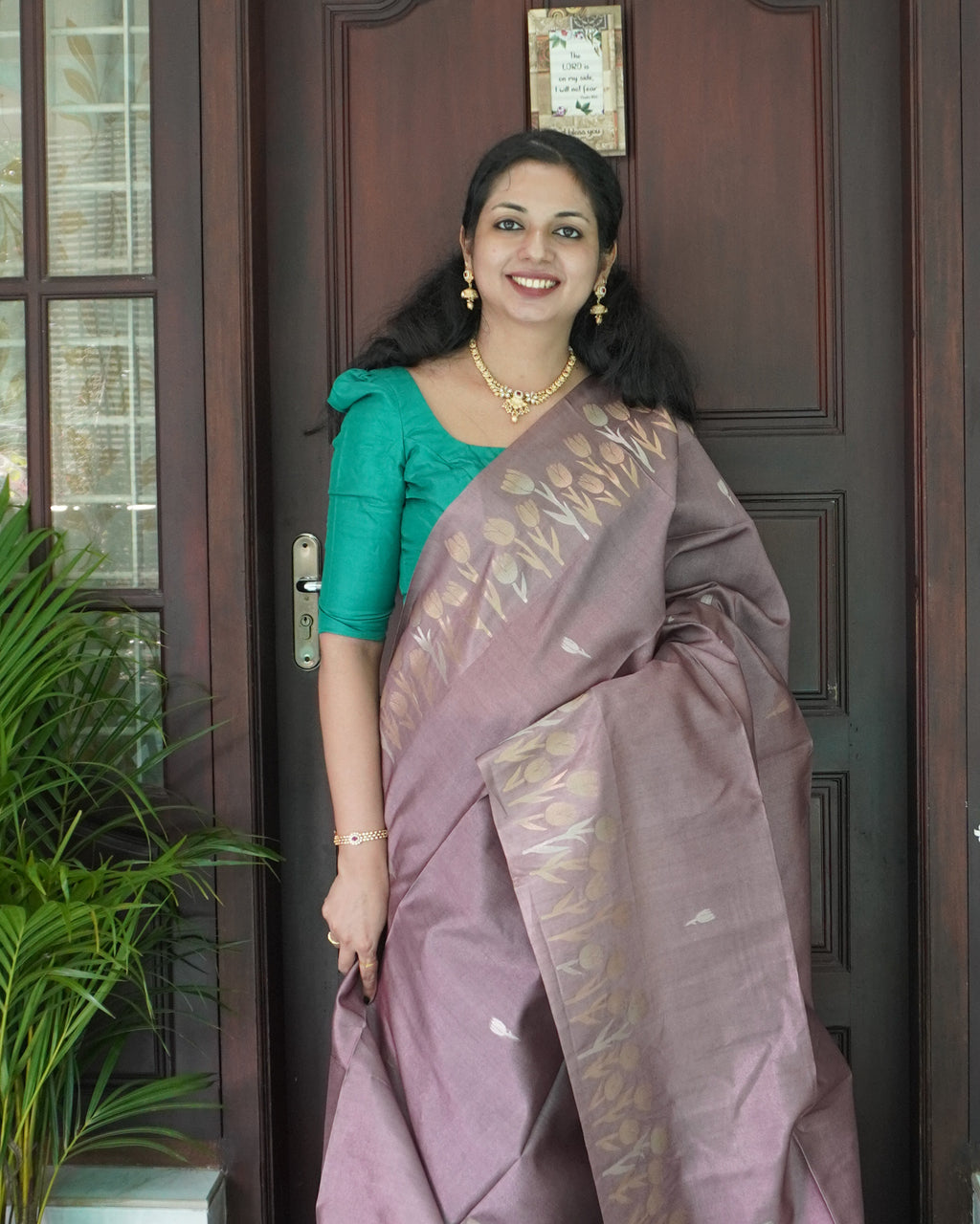 Premium Semi Tussar Saree with Tulip Border -0009