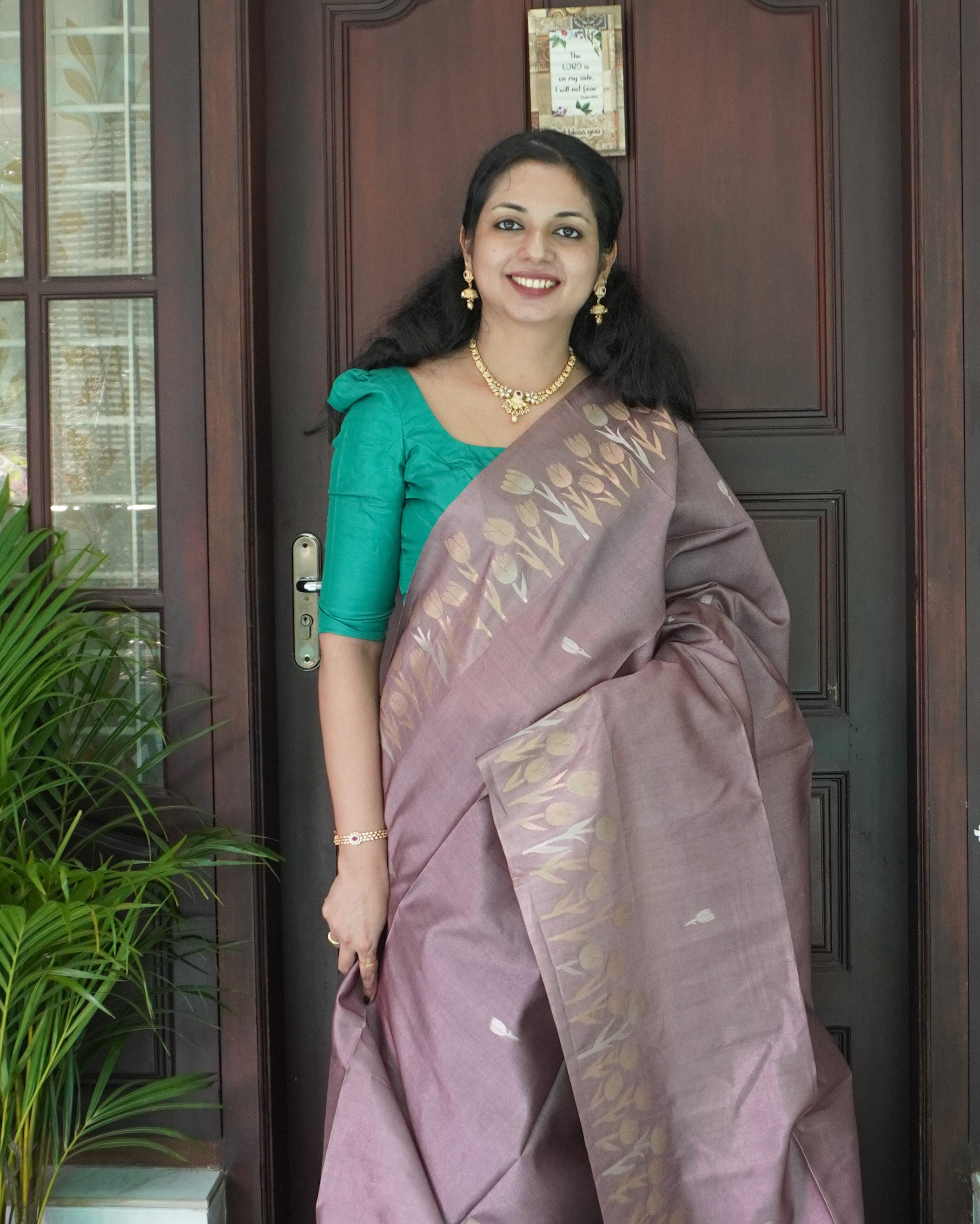 Premium Semi Tussar Saree with Tulip Border -0009