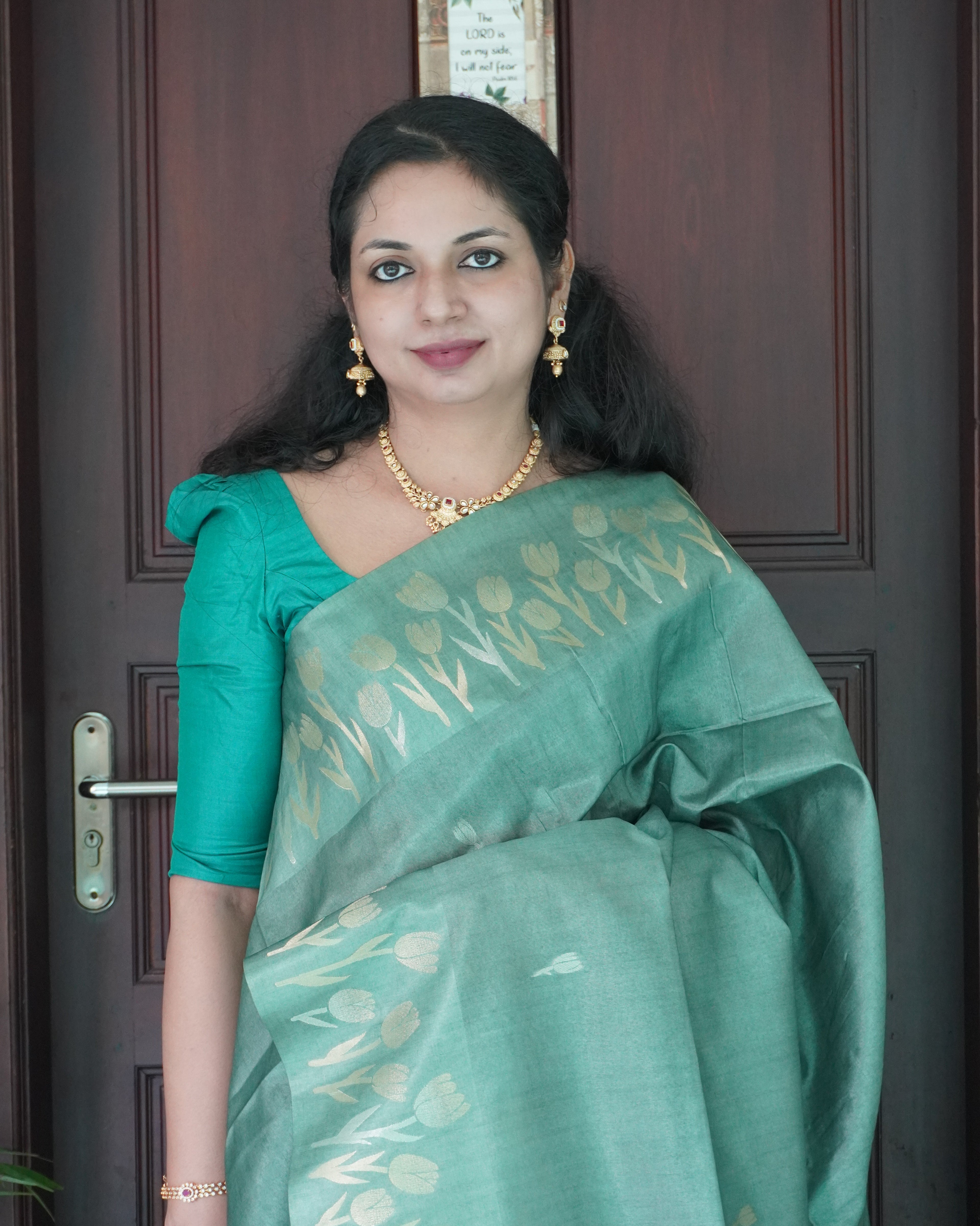 Premium Semi Tussar Saree with Tulip Border -0009