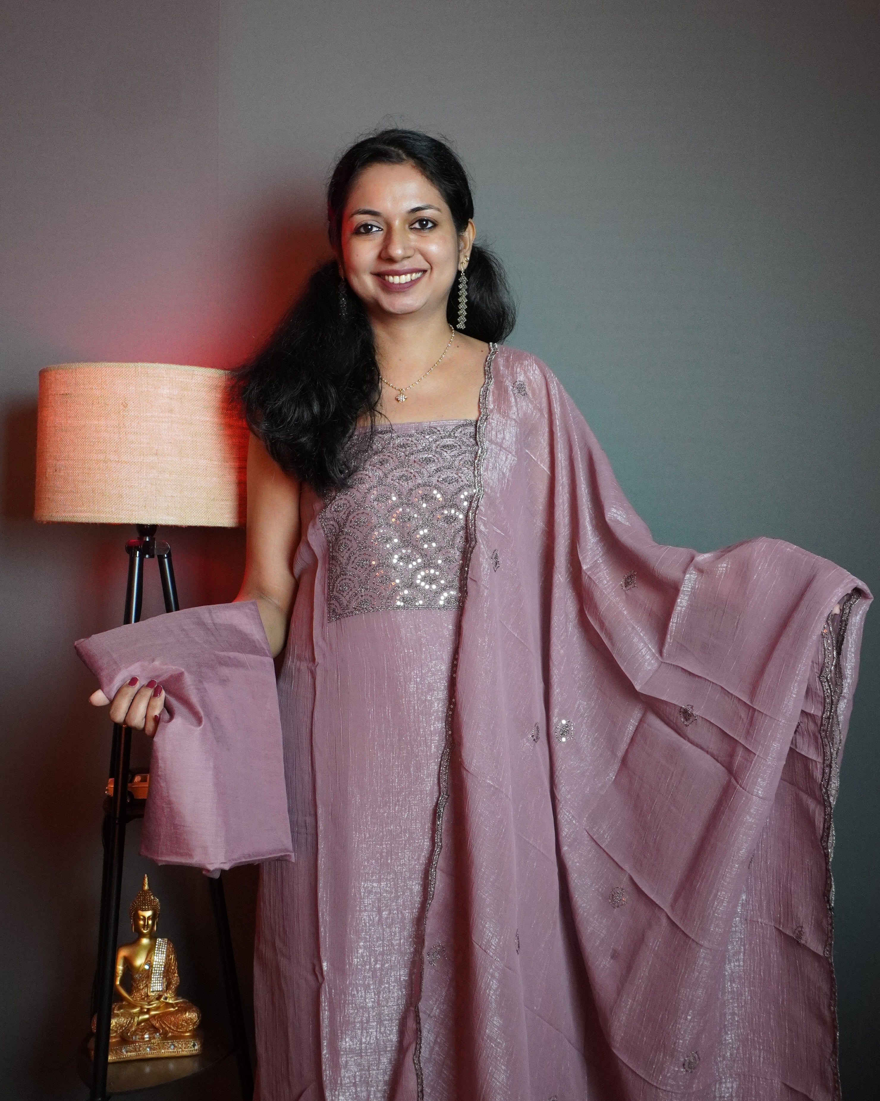 Crushed Organza Unstitched Salwar Set -0020