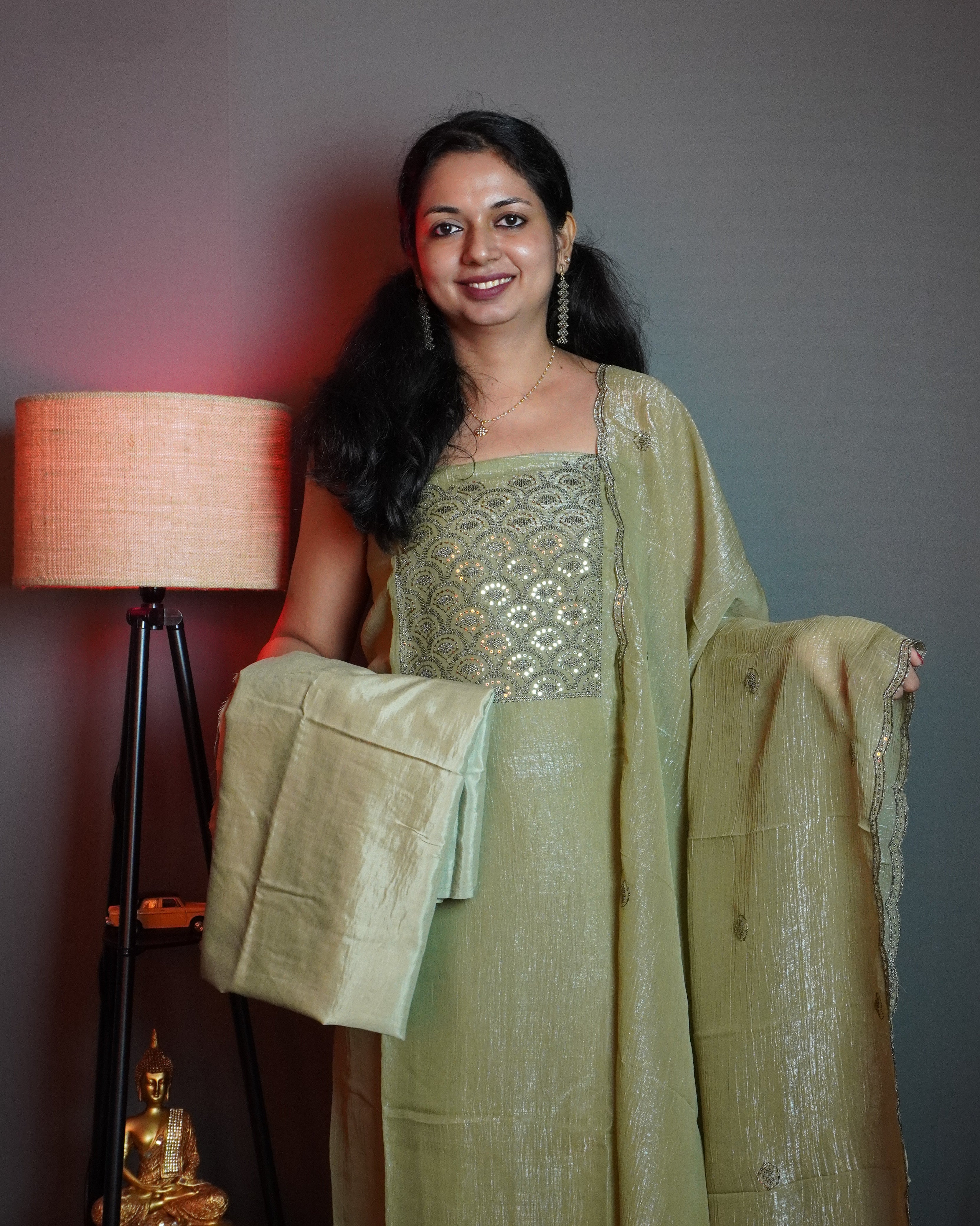 Crushed Organza Unstitched Salwar Set -0020