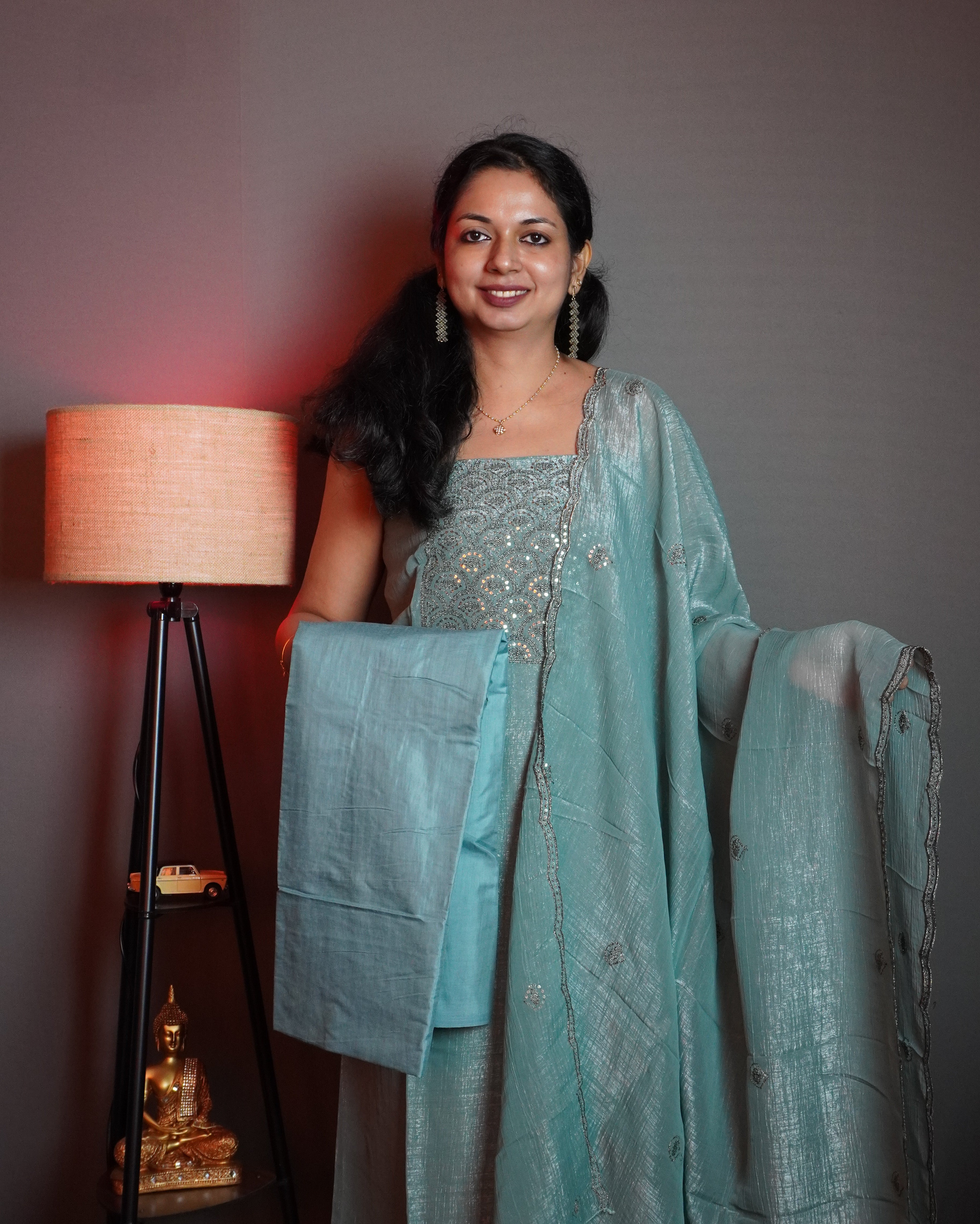 Crushed Organza Unstitched Salwar Set -0020