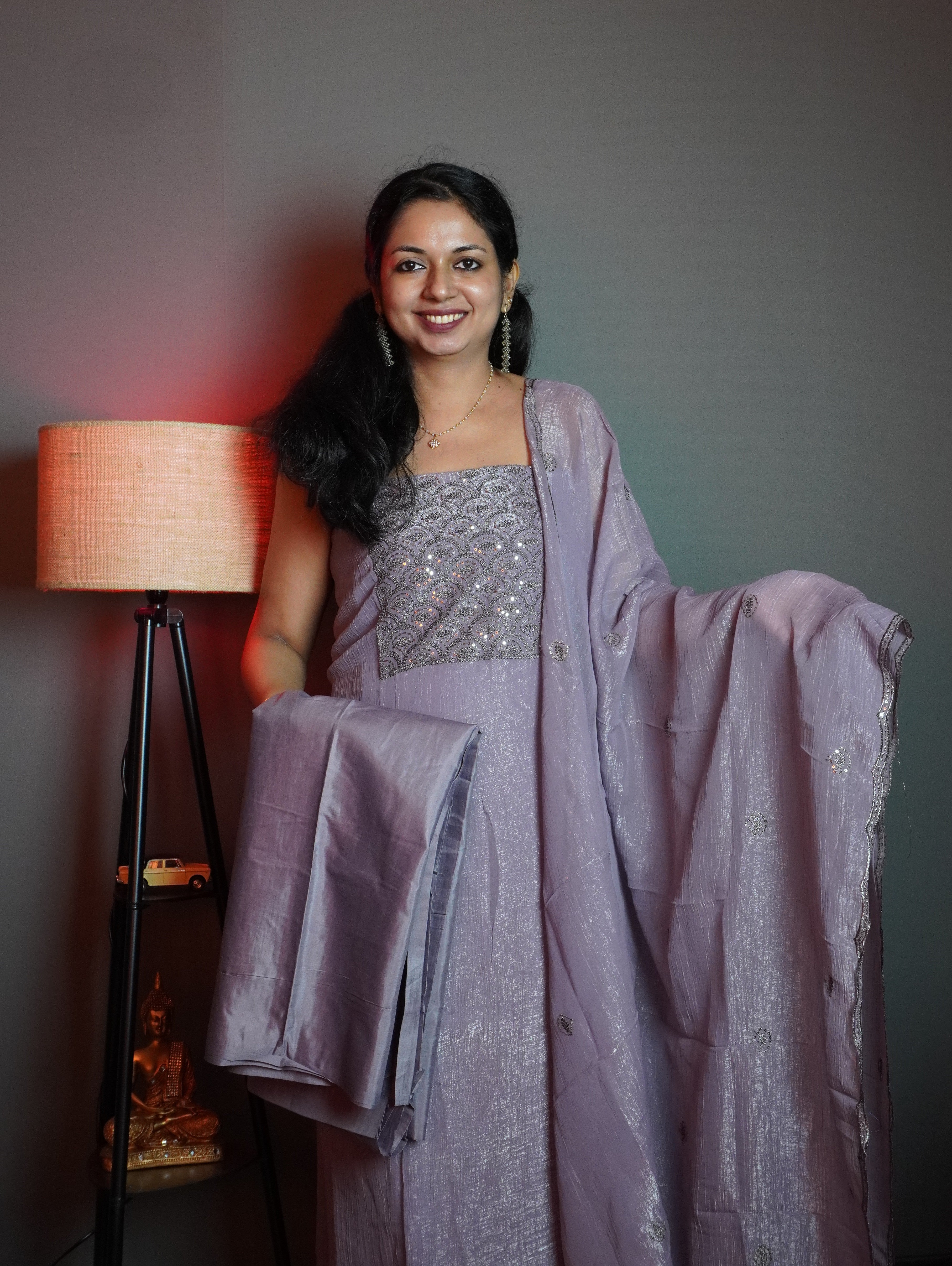 Crushed Organza Unstitched Salwar Set -0020