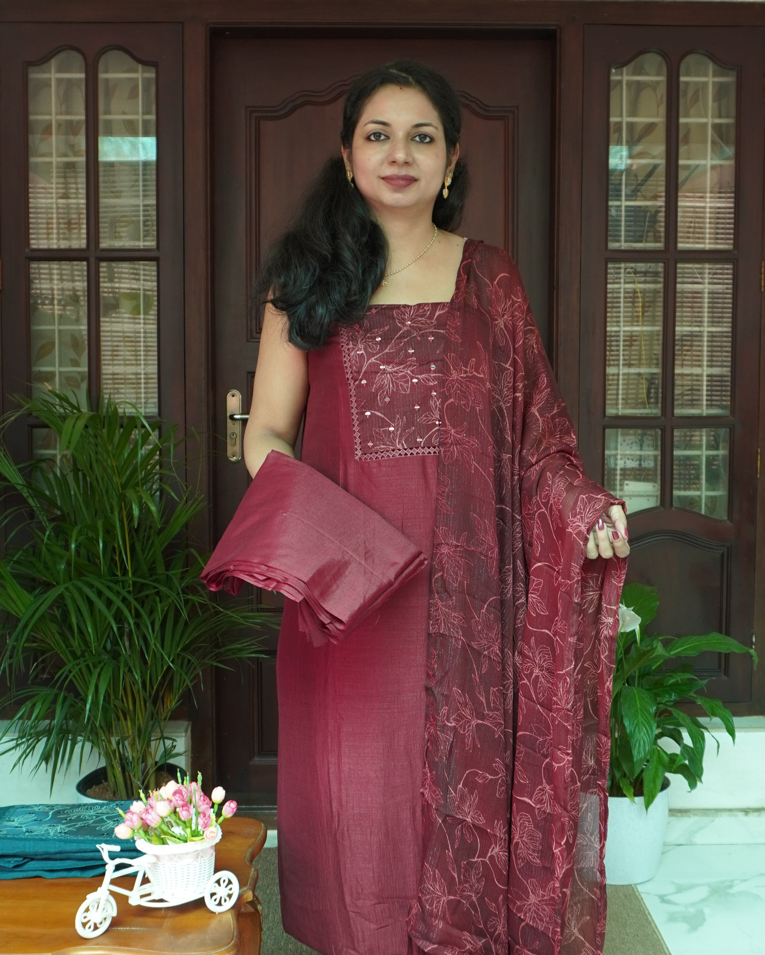 Vijithra Silk Unstitched Salwar Set- 0021