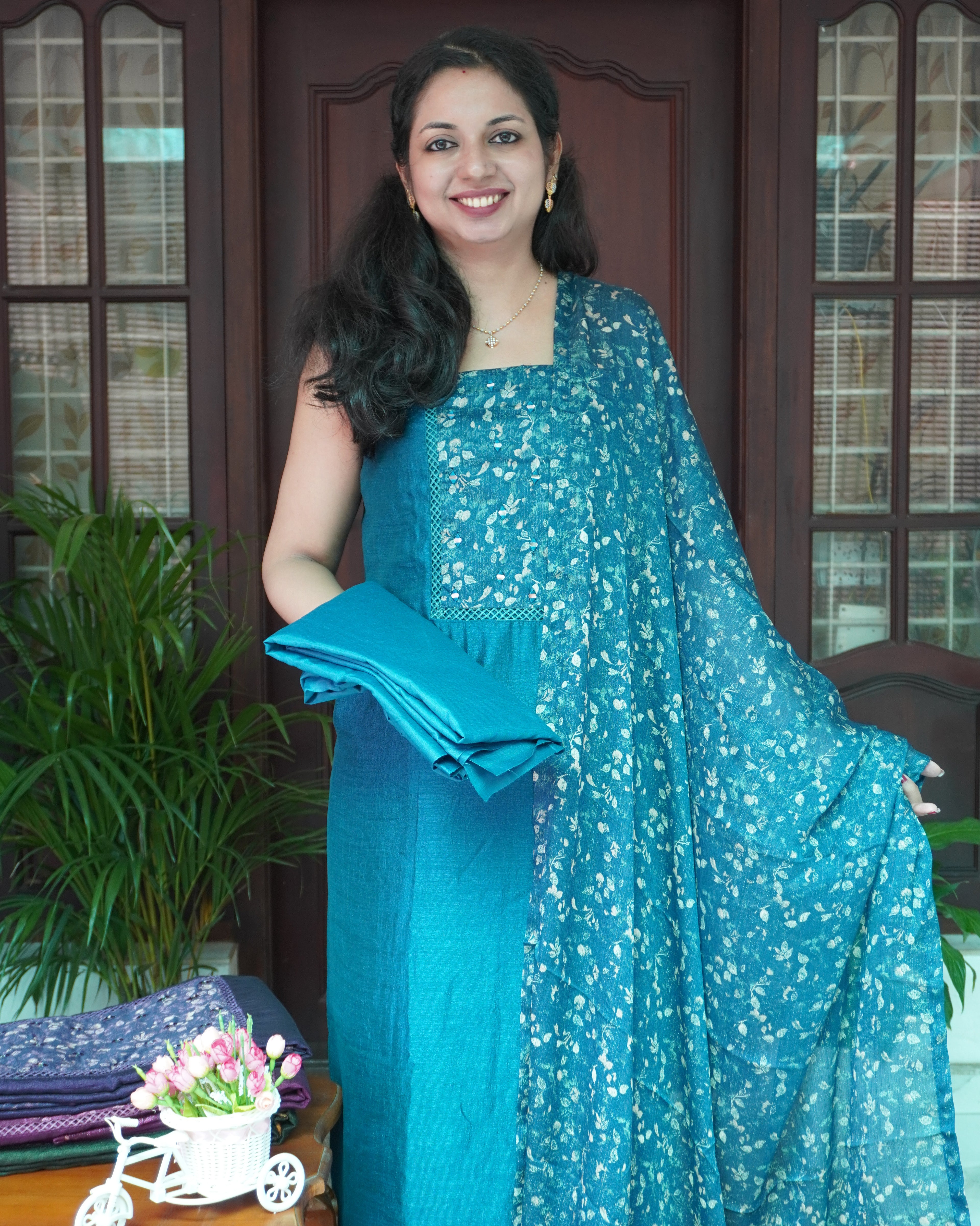 Vijithra Silk Unstitched Salwar Set- 0022