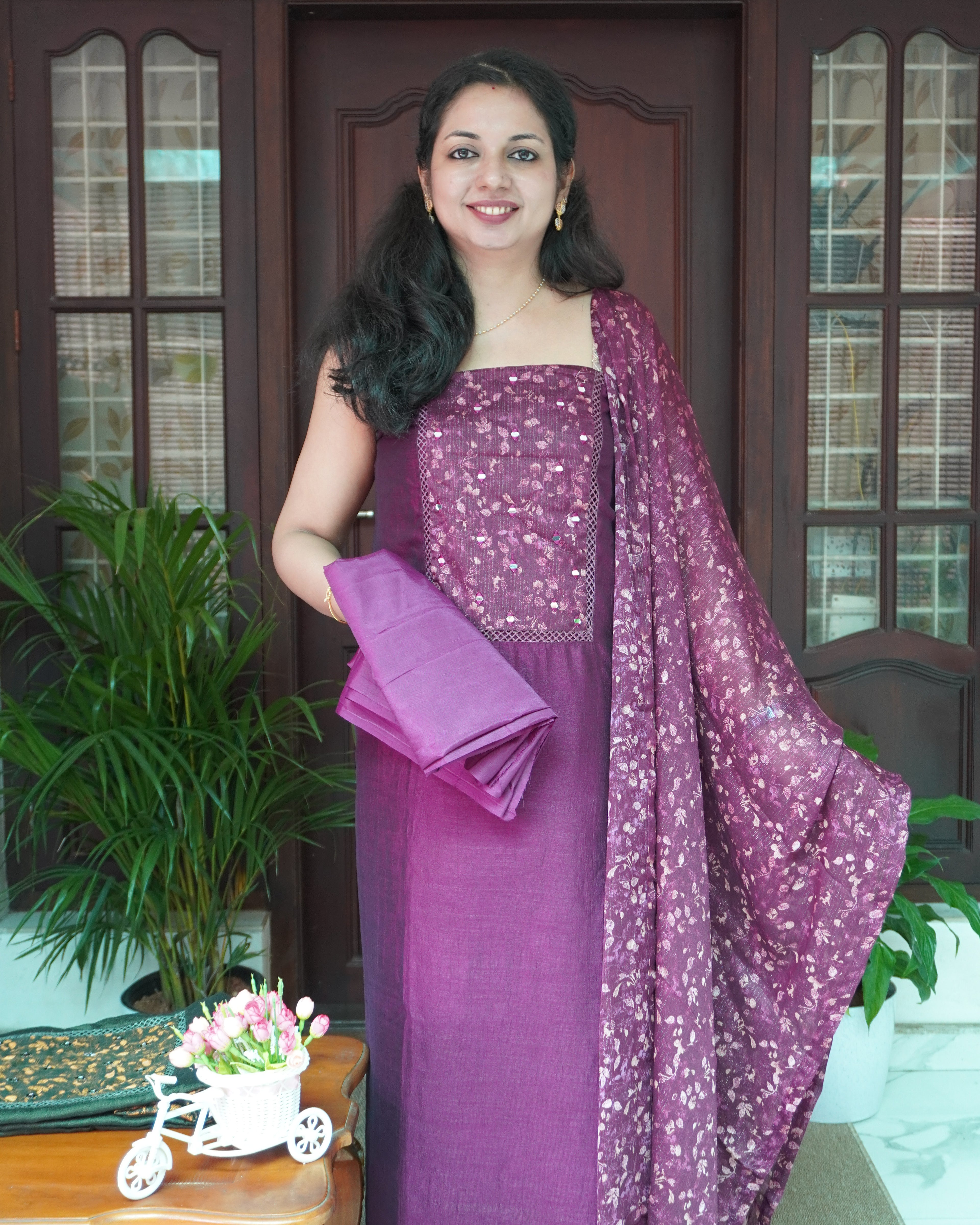 Vijithra Silk Unstitched Salwar Set- 0022