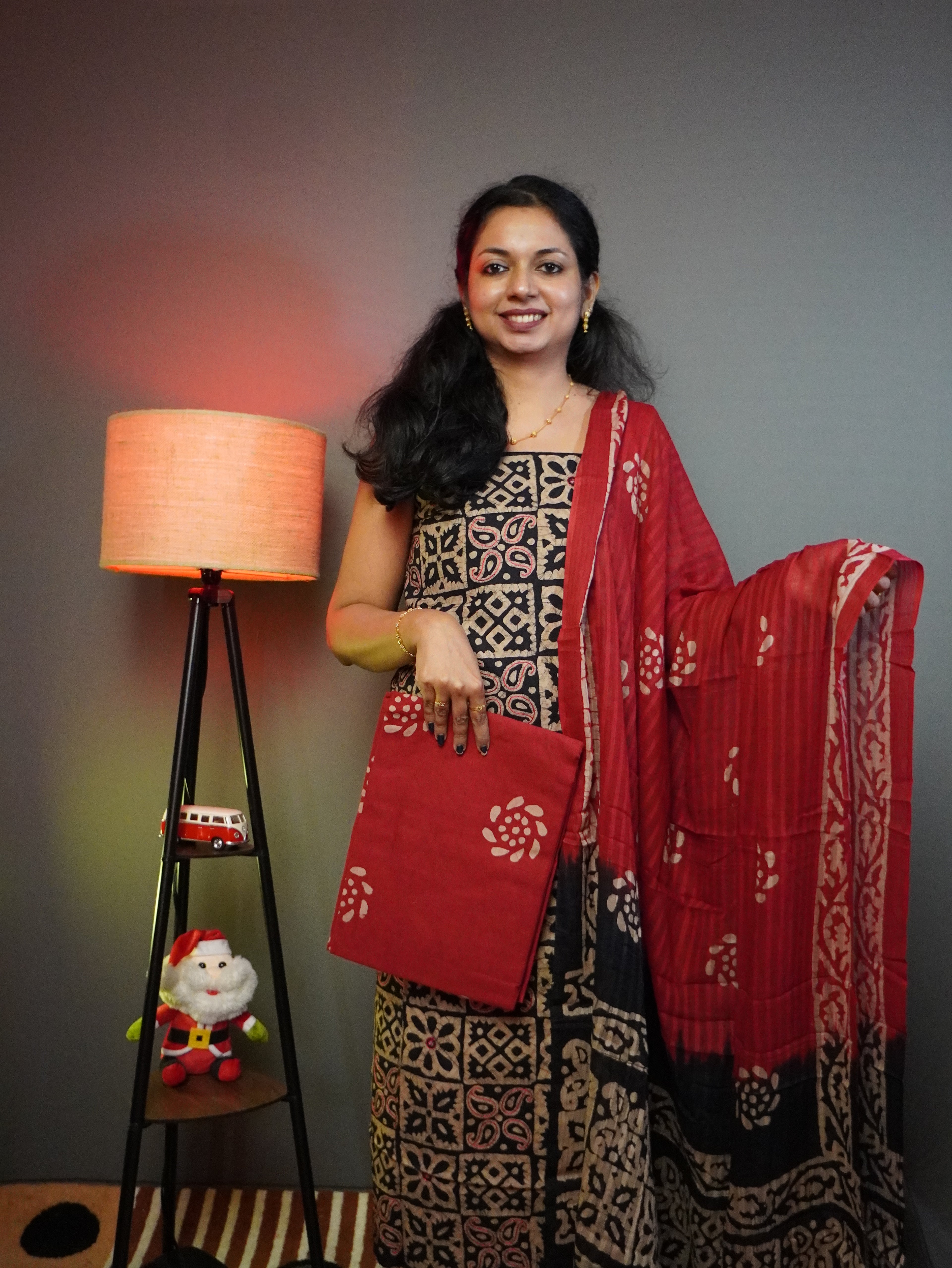 Pure Cotton With Batik Prints Unstitched Salwar Set -0033