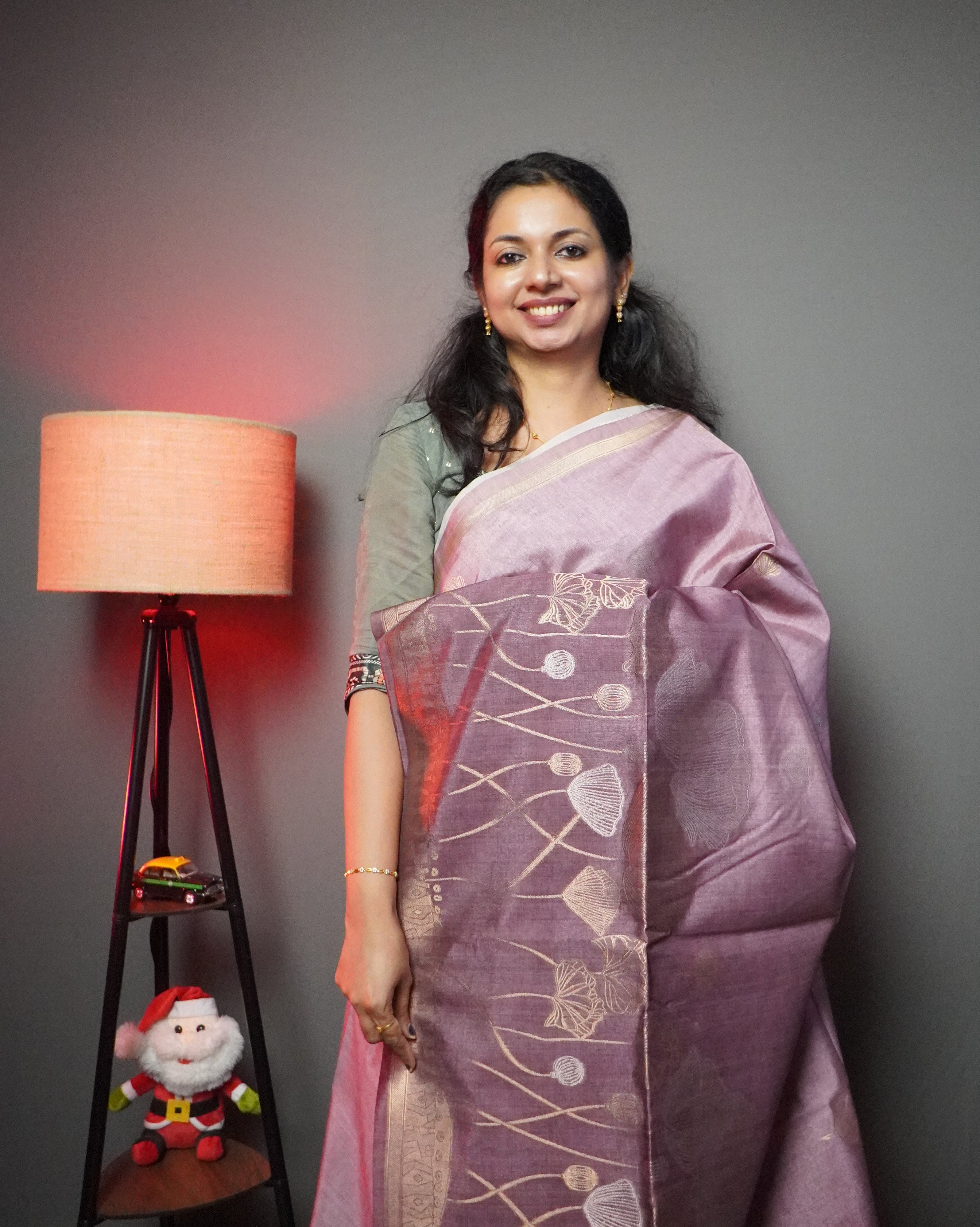 Semi Tussar Saree with Flower Motif -0006