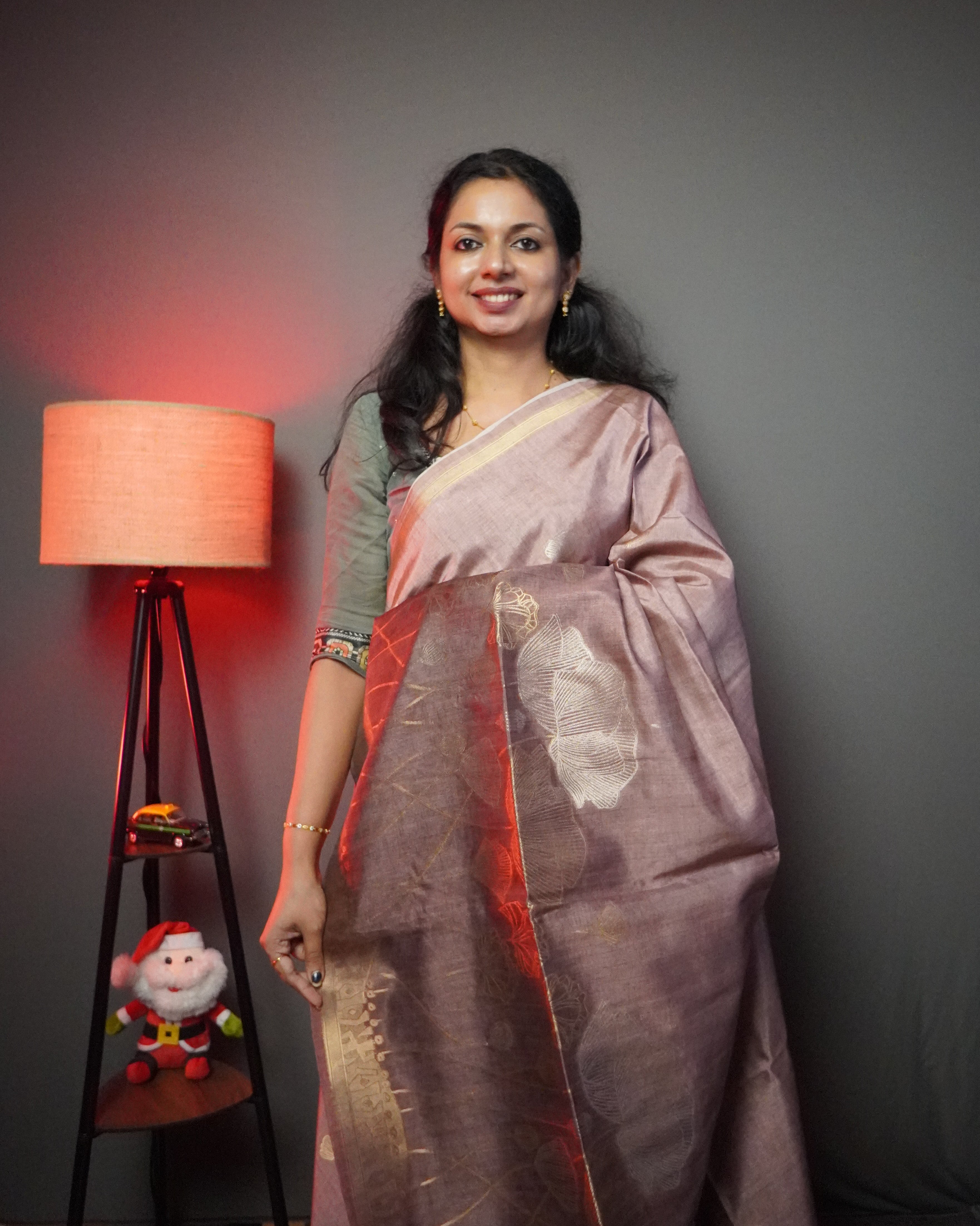 Semi Tussar Saree with Flower Motif -0006