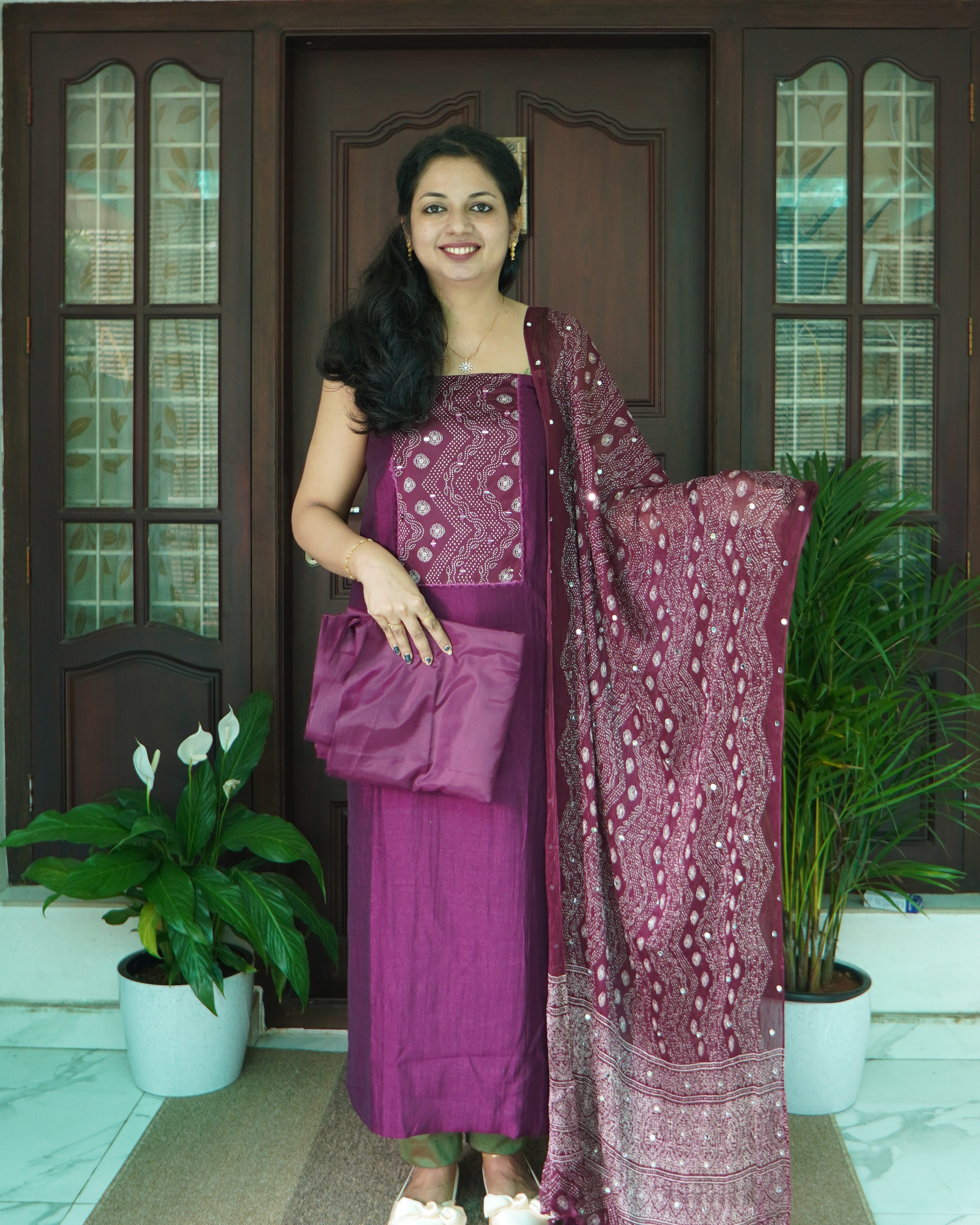 Vijithra Silk Unstitched 4 Piece Salwar Set-0039