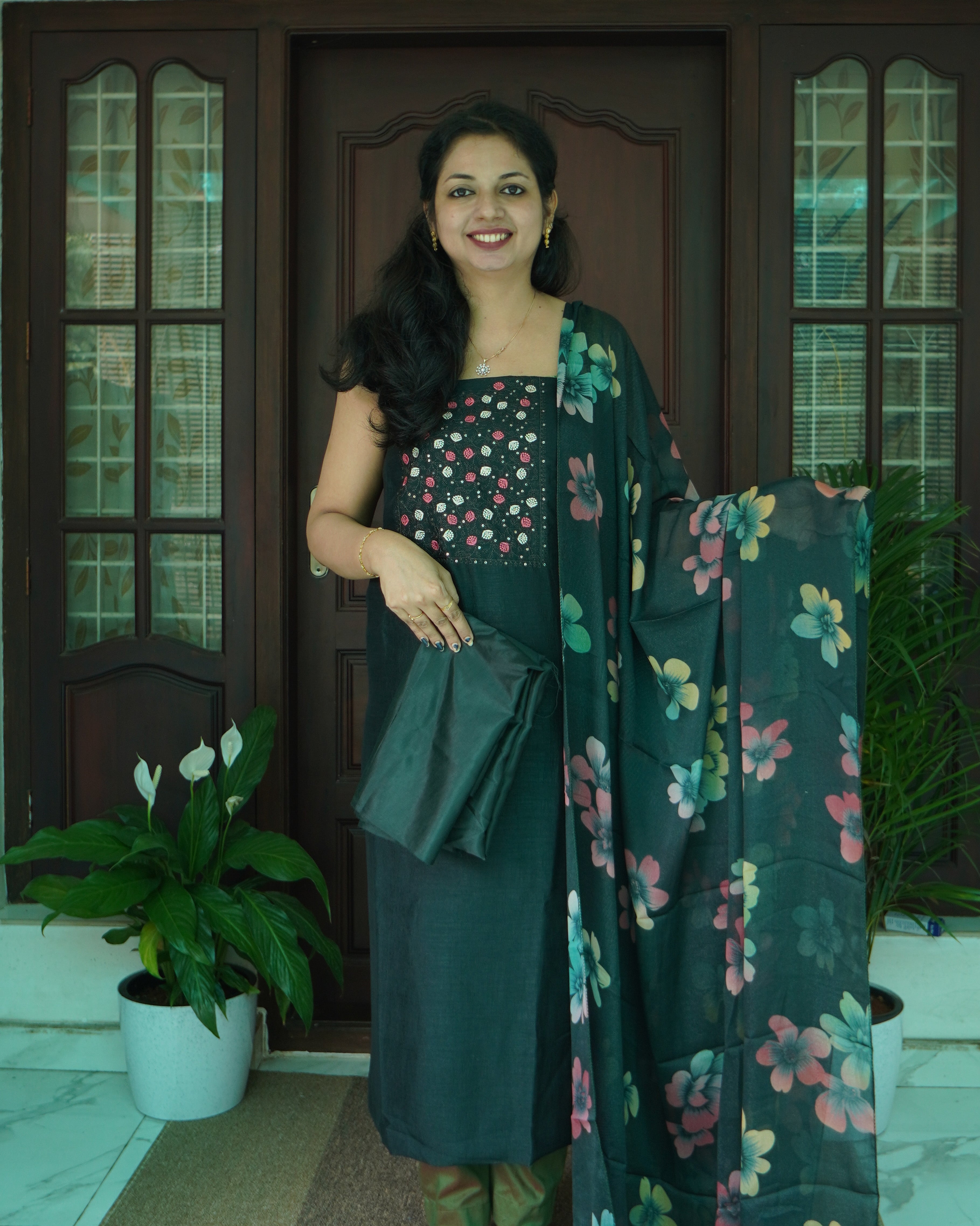 Vijithra Silk Unstitched Salwar Set-0040