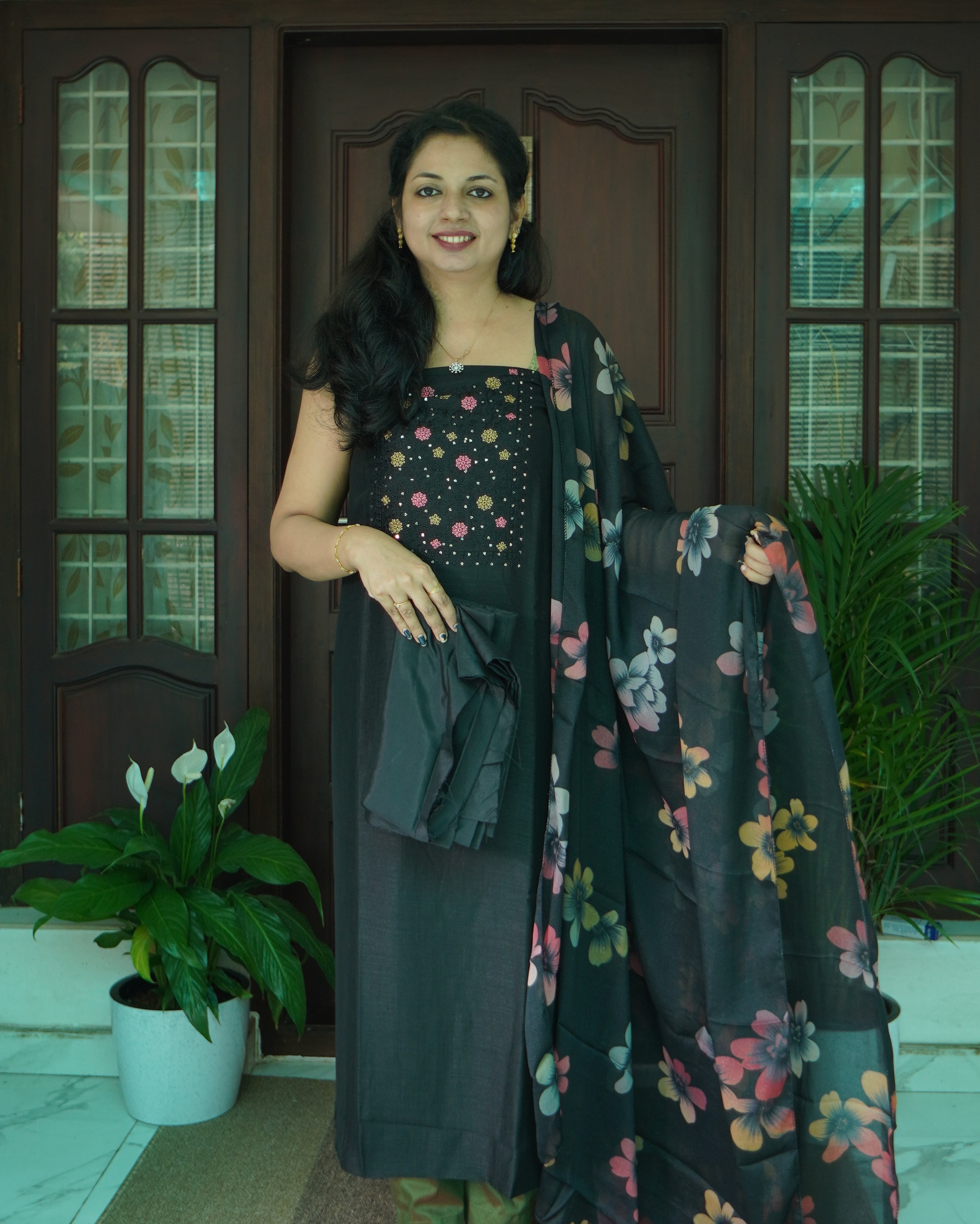 Vijithra Silk Unstitched Salwar Set-0040