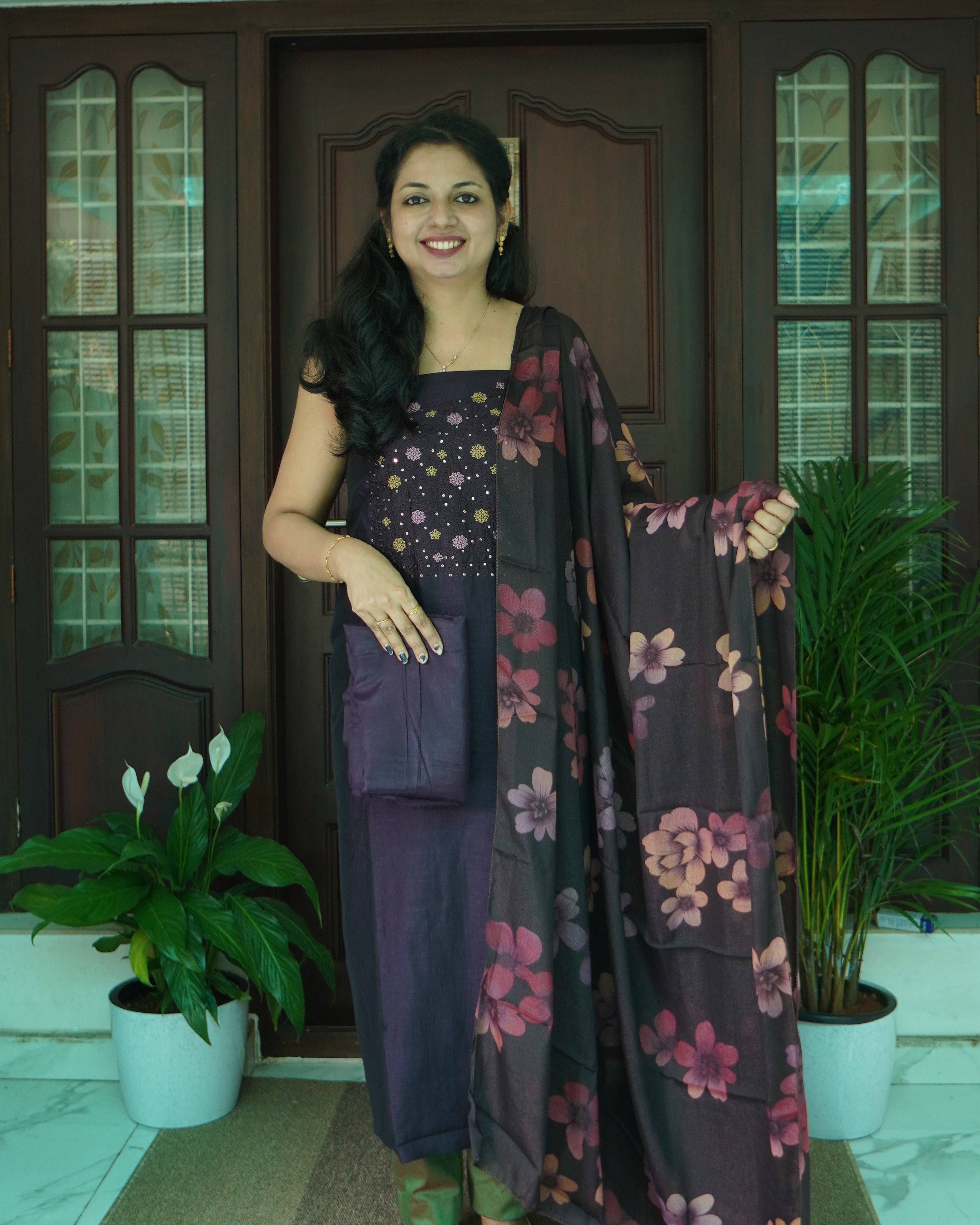 Vijithra Silk Unstitched Salwar Set-0040