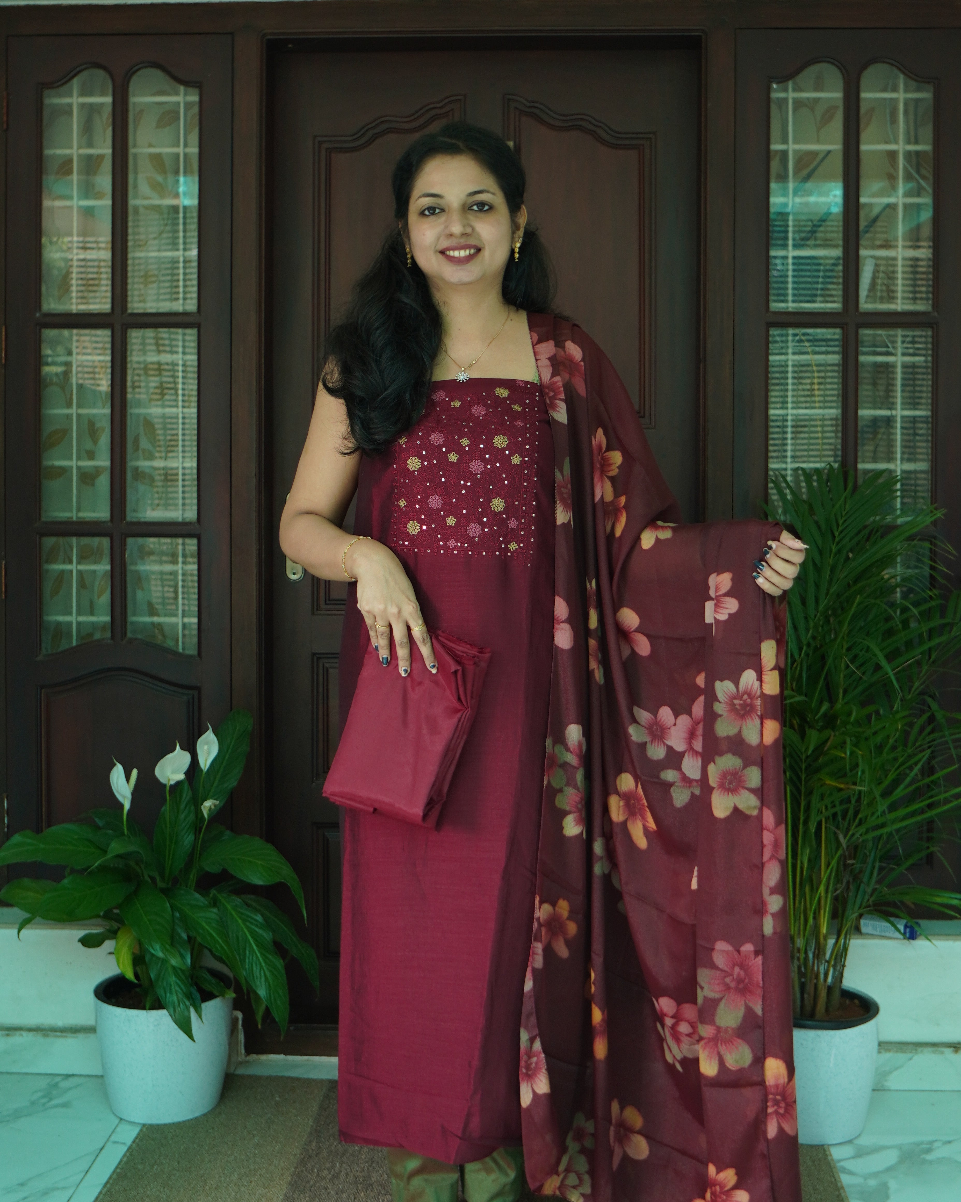 Vijithra Silk Unstitched Salwar Set-0040