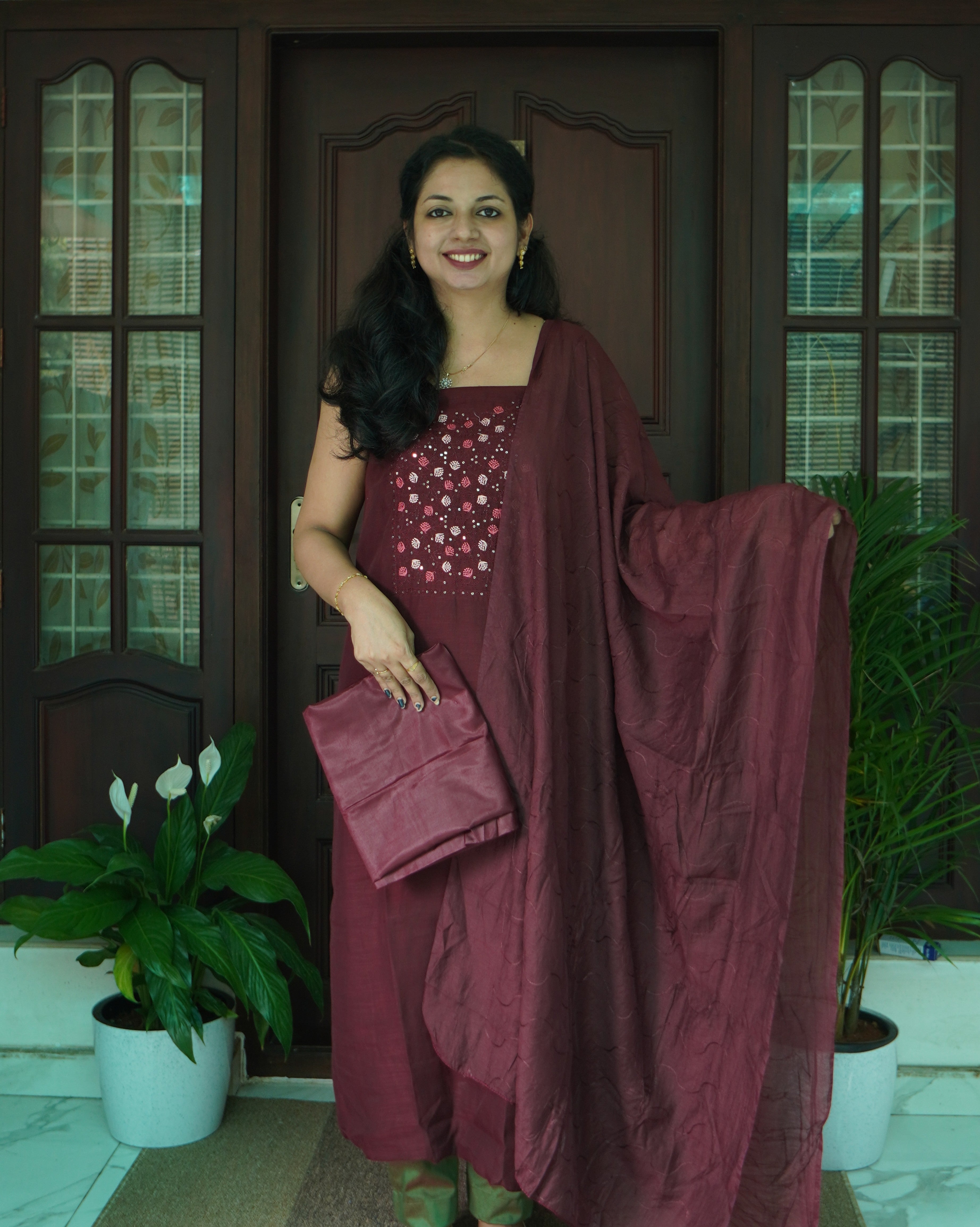 Semi Linen Unstitched Salwar Set-0041