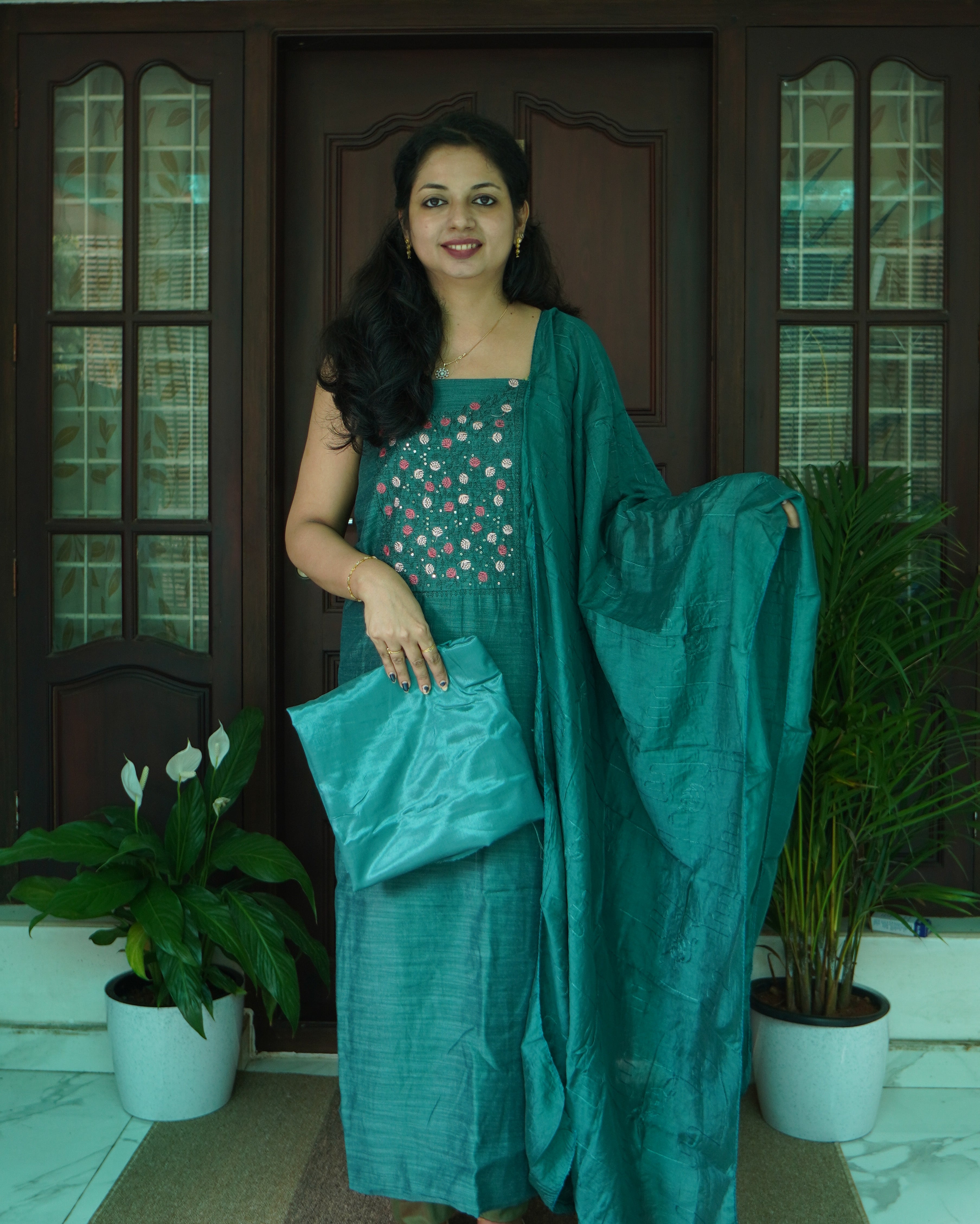 Semi Linen Unstitched Salwar Set-0041