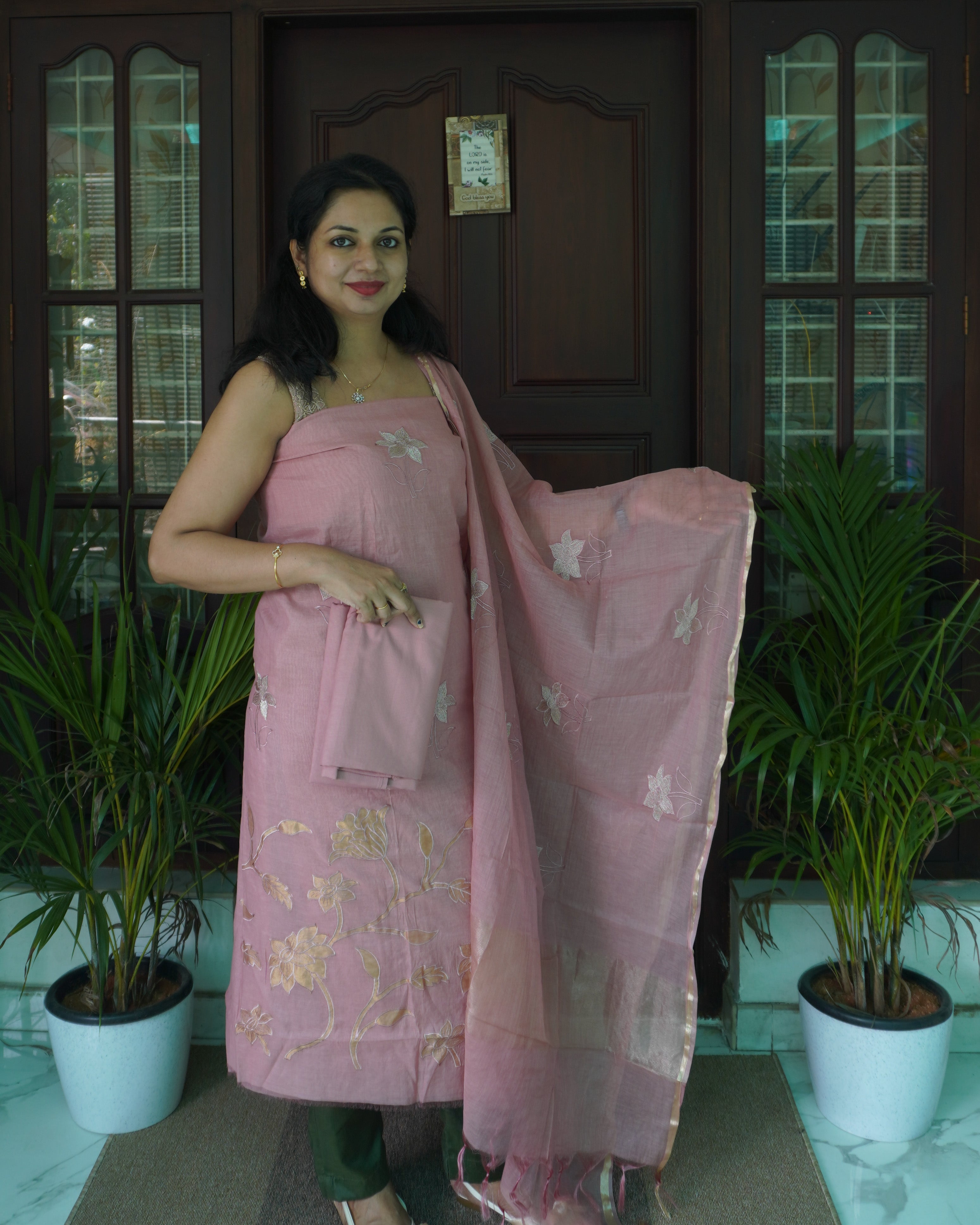 Mul Chanderi Unstitched Salwar Set -0048