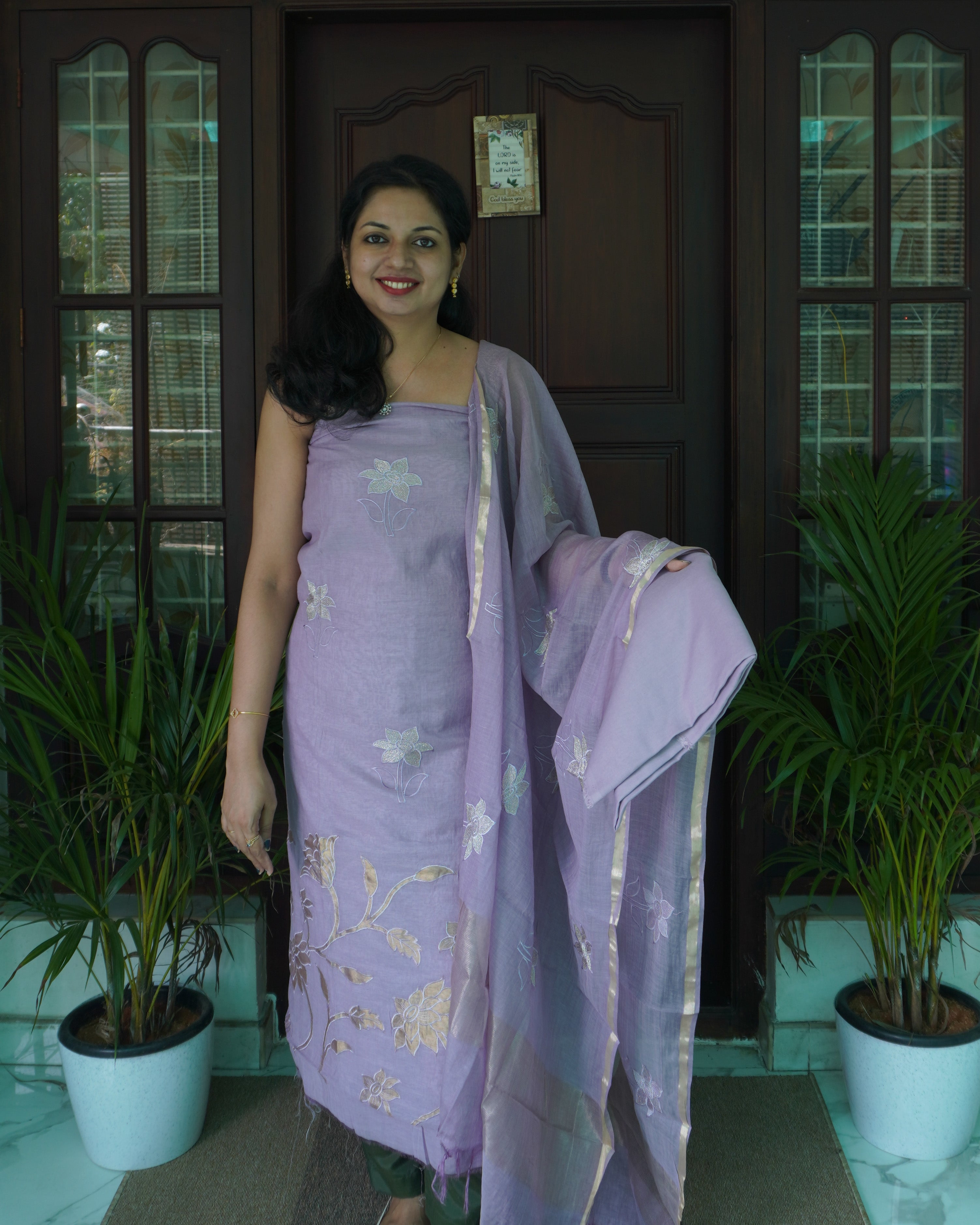 Mul Chanderi Unstitched Salwar Set -0048