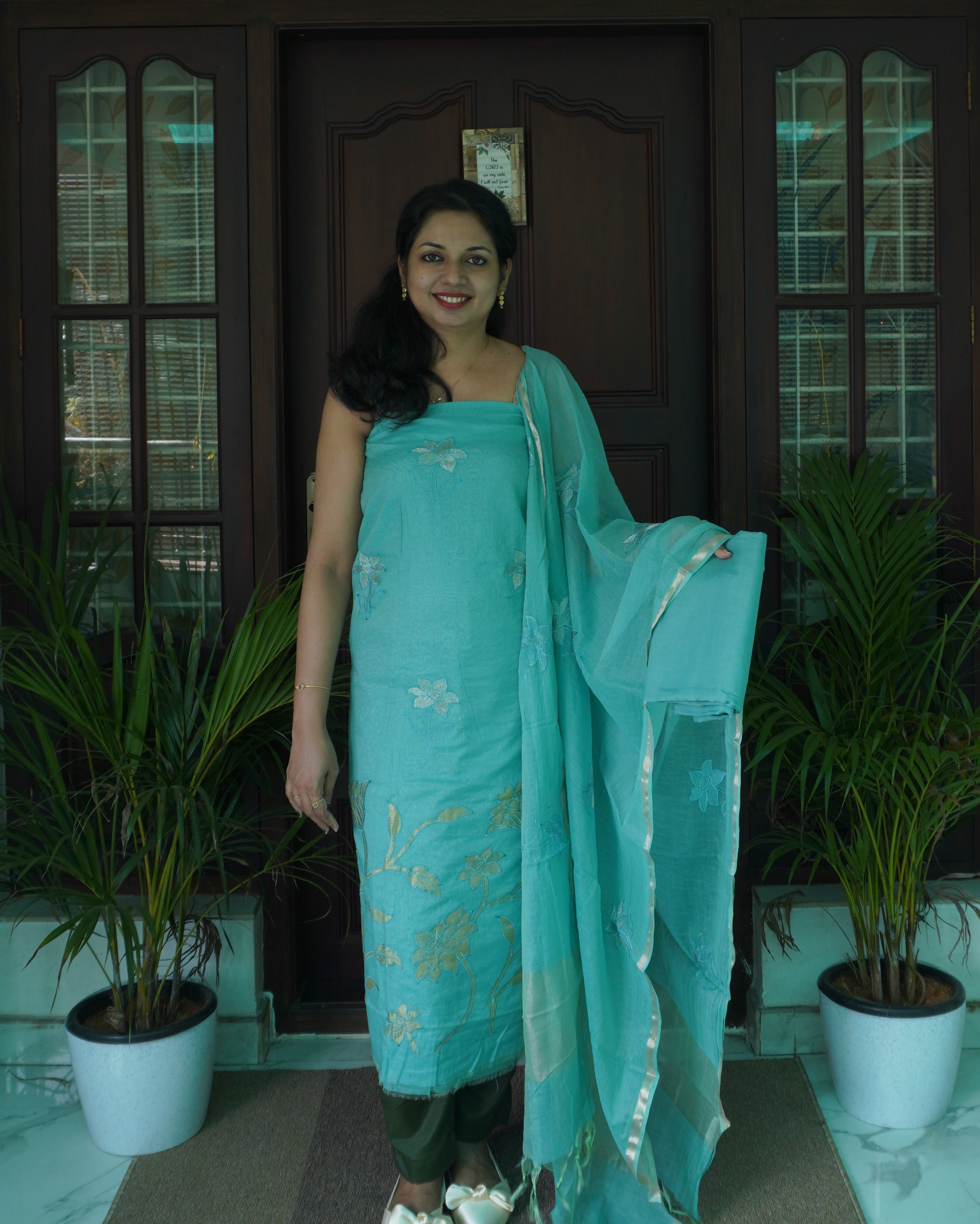 Mul Chanderi Unstitched Salwar Set -0048