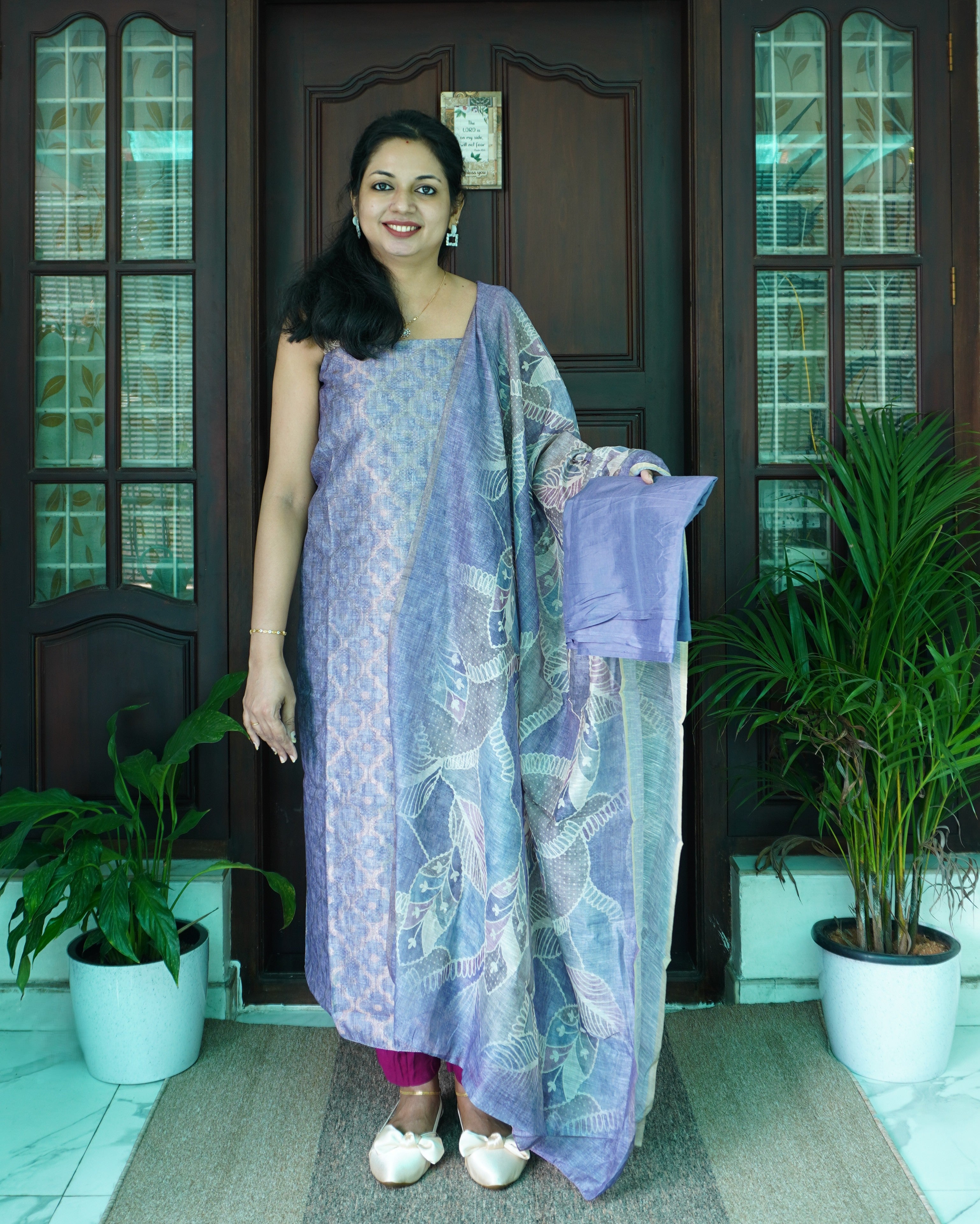 Tissue Unstitched Salwar Set with Banarasi Weaving-0051