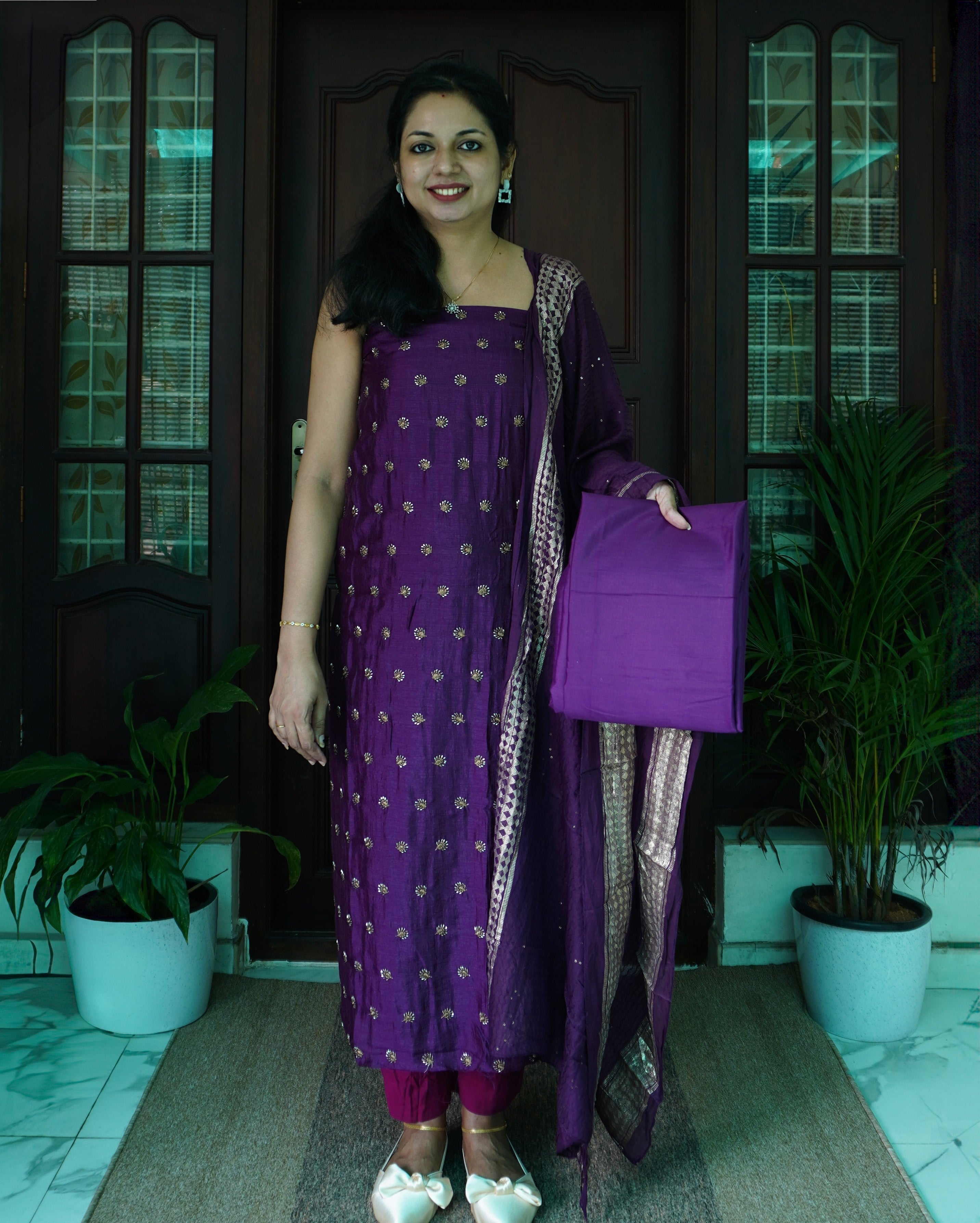 Crushed Unstitched Salwar Set-0052