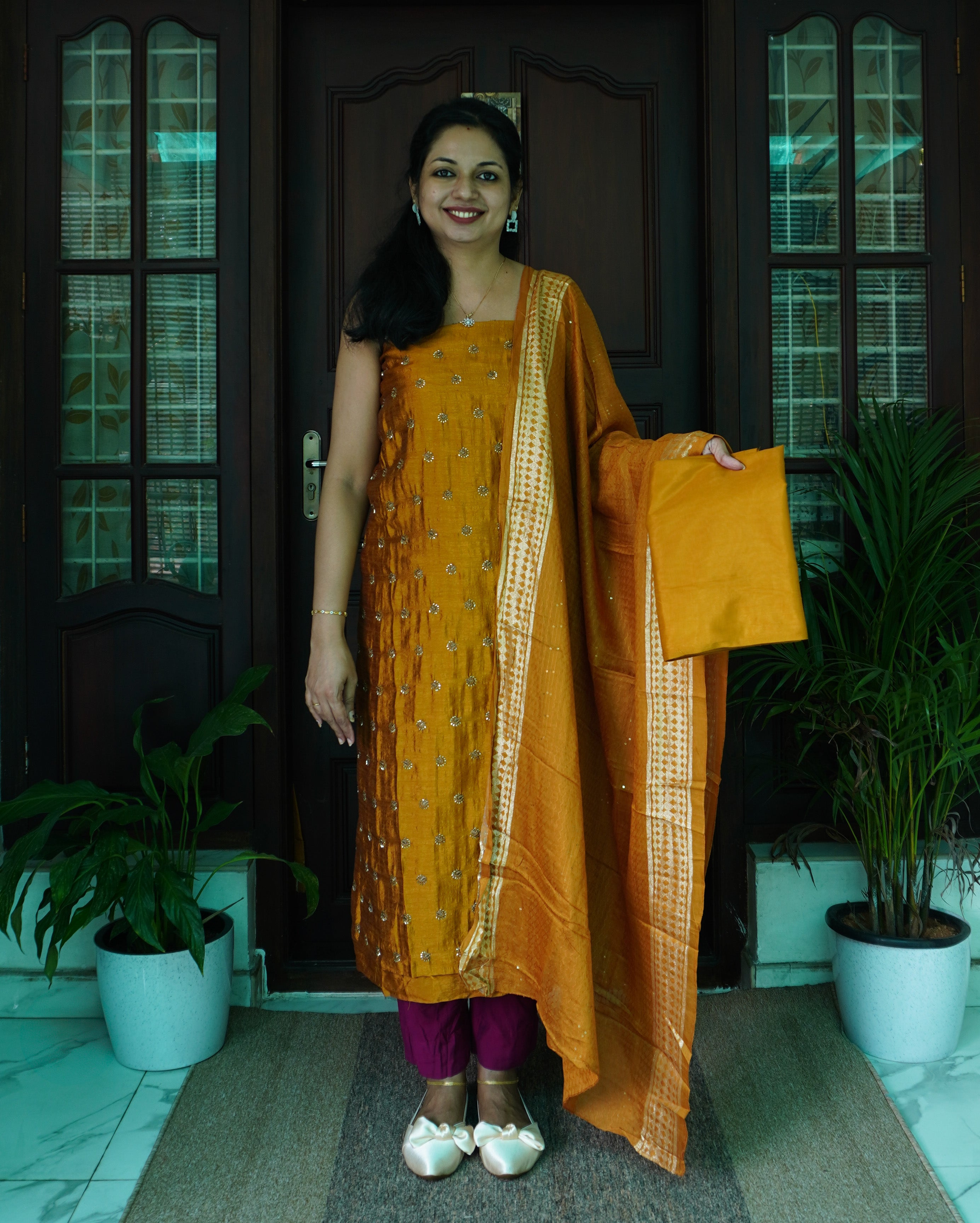 Crushed Unstitched Salwar Set-0052