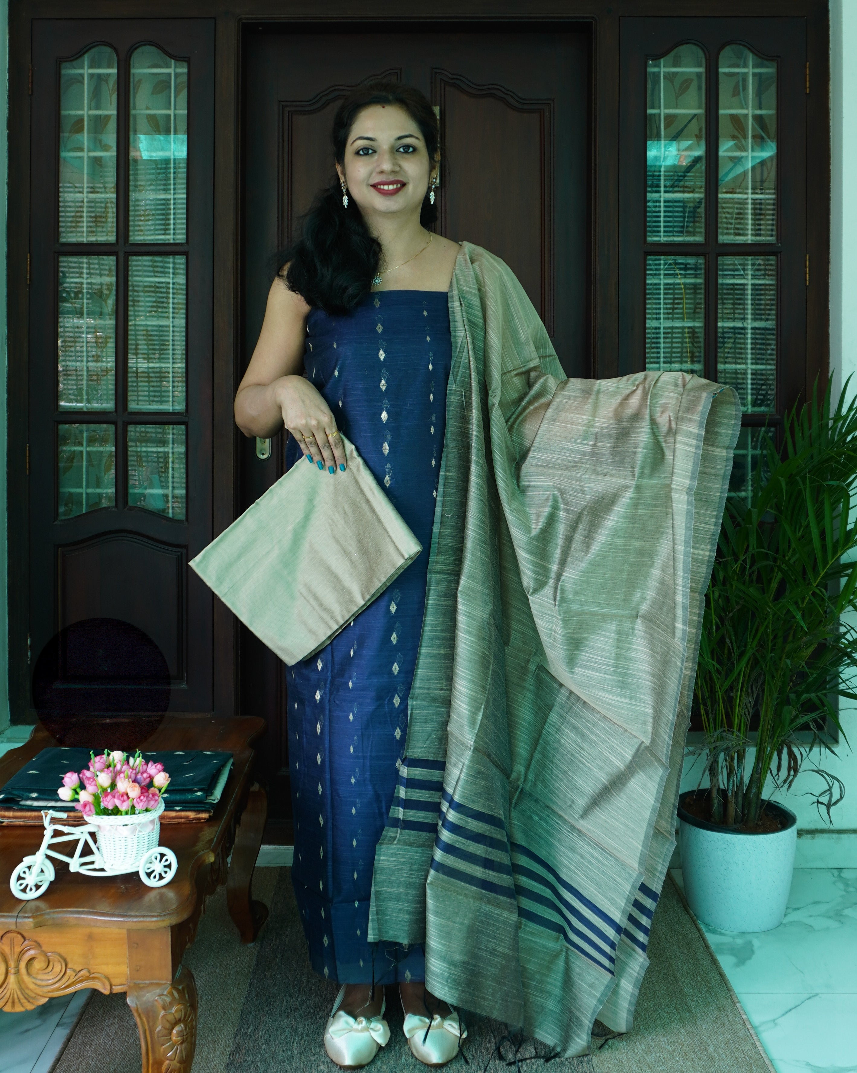 Cotton Silk Unstitched Salwar Set-0055