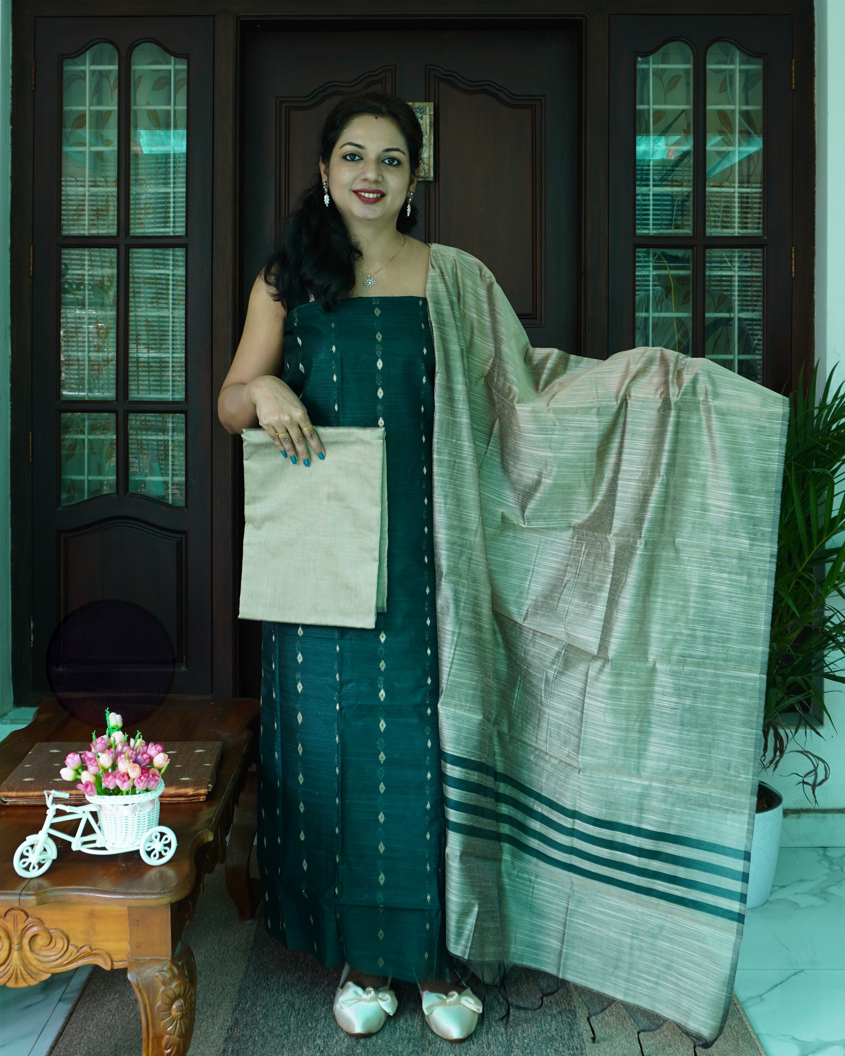 Cotton Silk Unstitched Salwar Set-0055