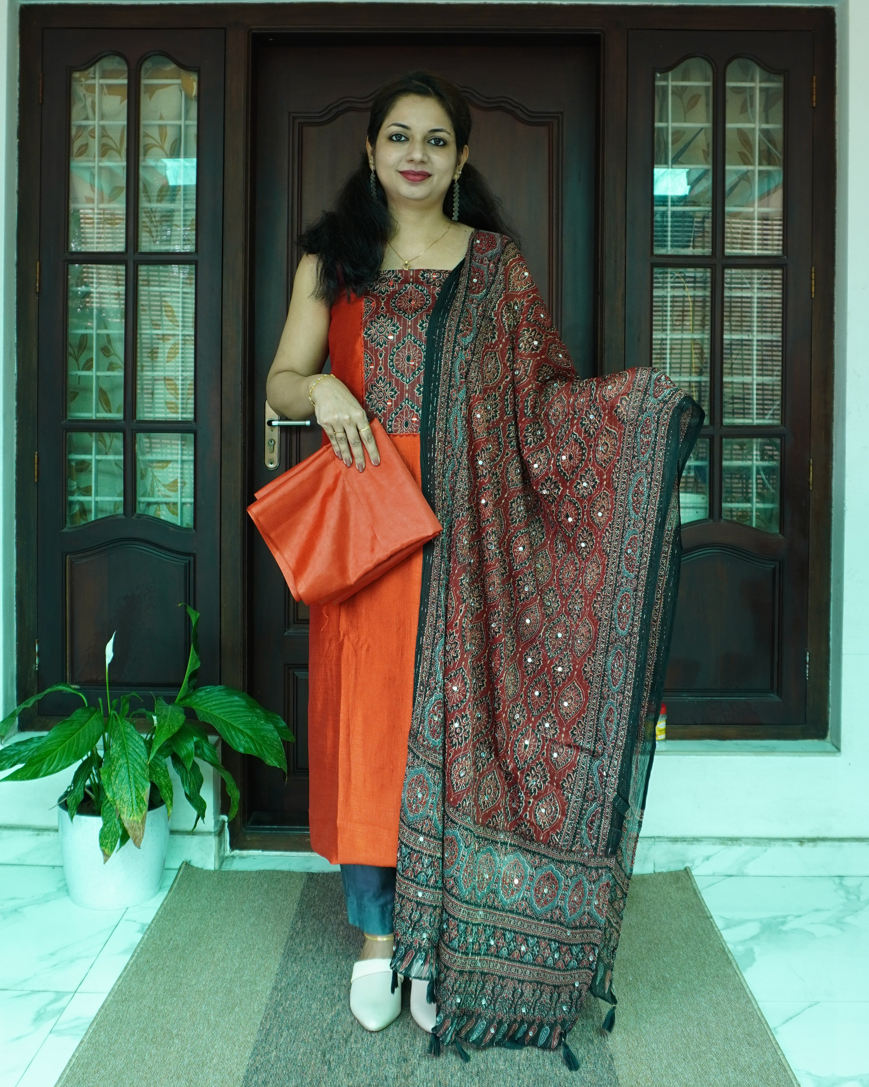 Vijithra Silk Unstitched 4 Piece Salwar Set-0058