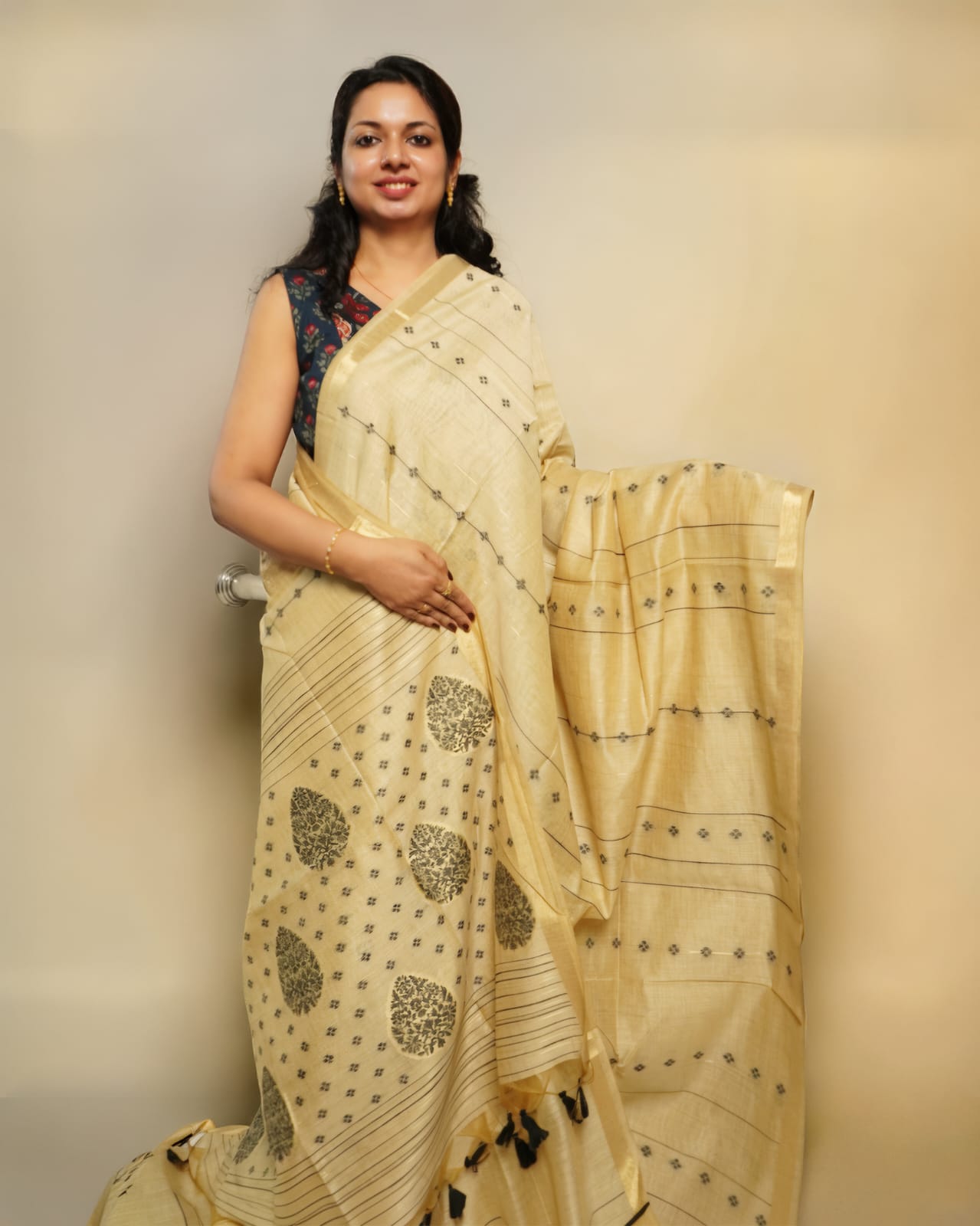 Semi Tussar Saree with Floral Print(Type-II)-0060
