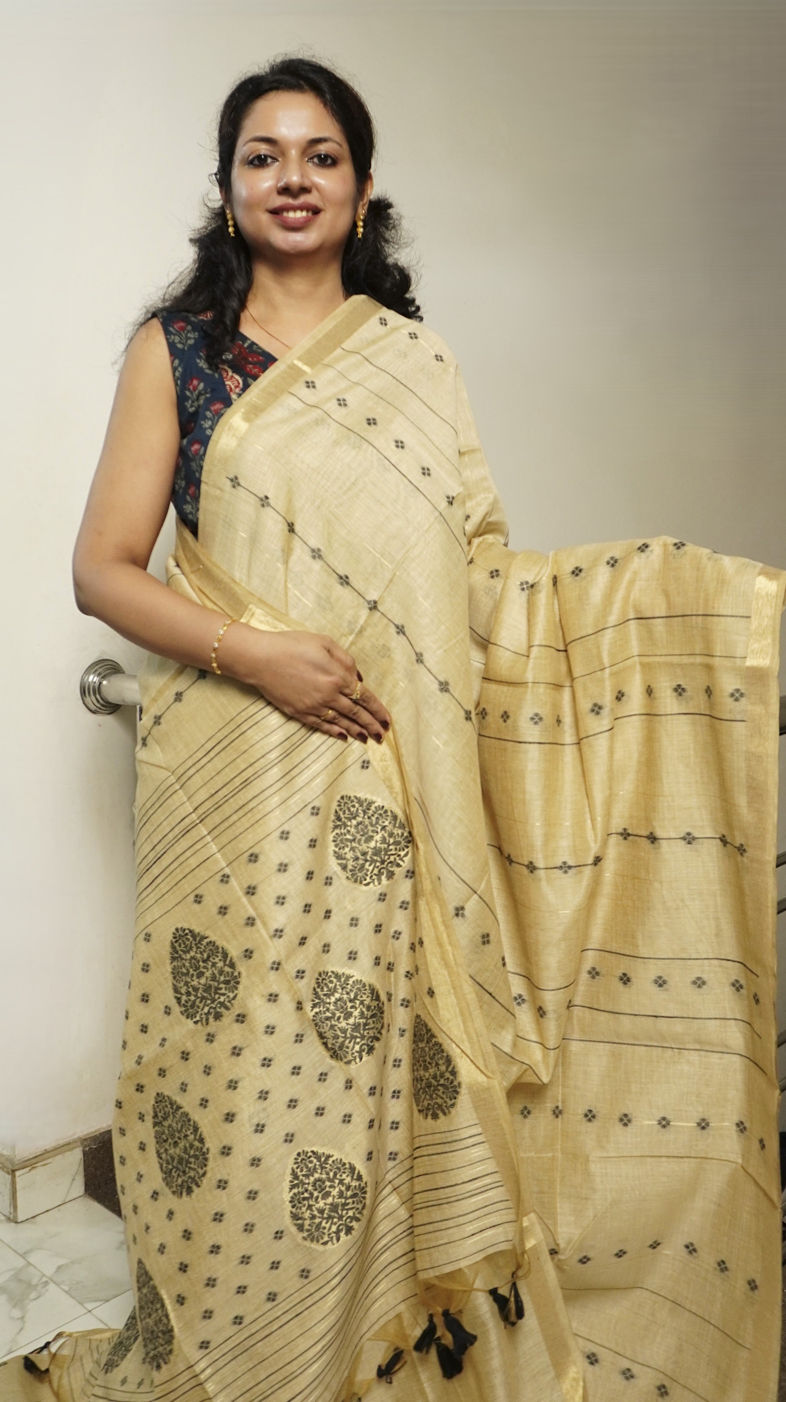 Semi Tussar Saree with Floral Print(Type-II)-0060