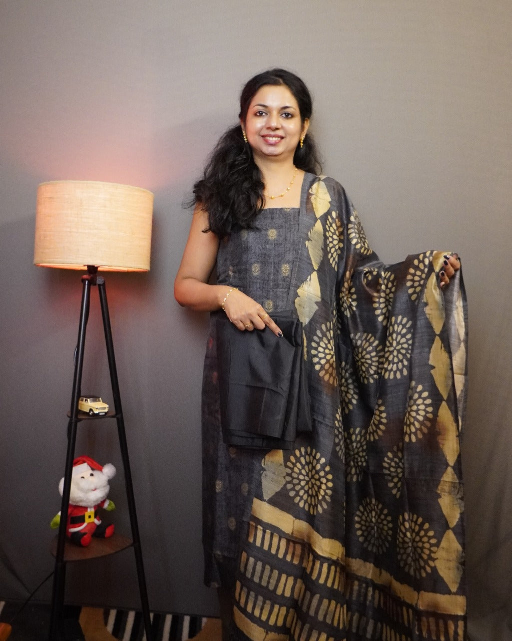 Semi Rose Silk Unstitched Salwar Set- 0028