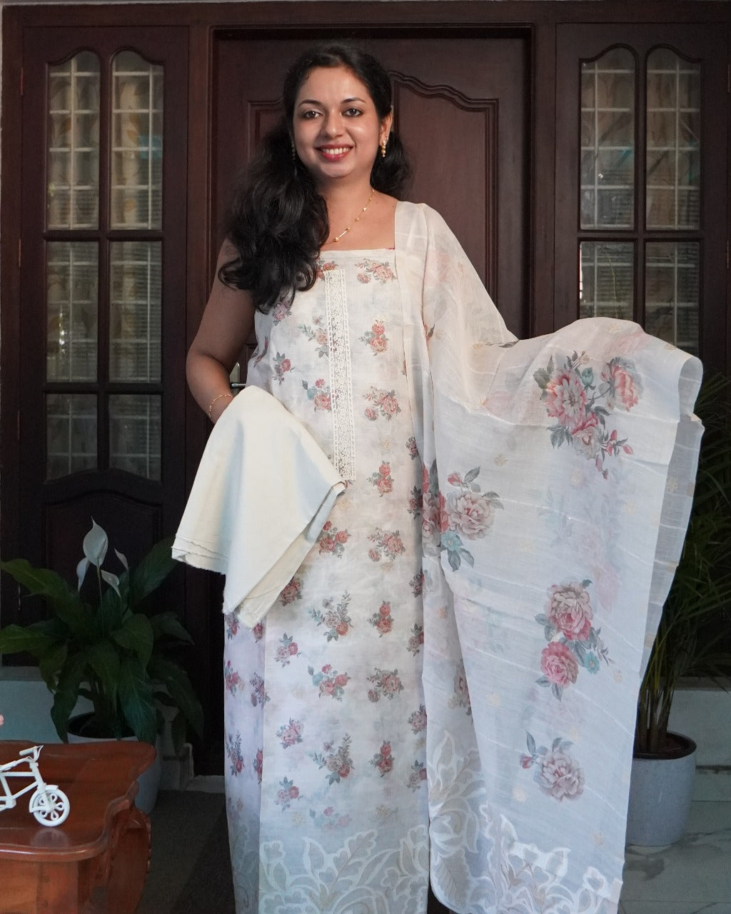 Linen with Jamdani Weaving Unstitched Salwar Set -0026