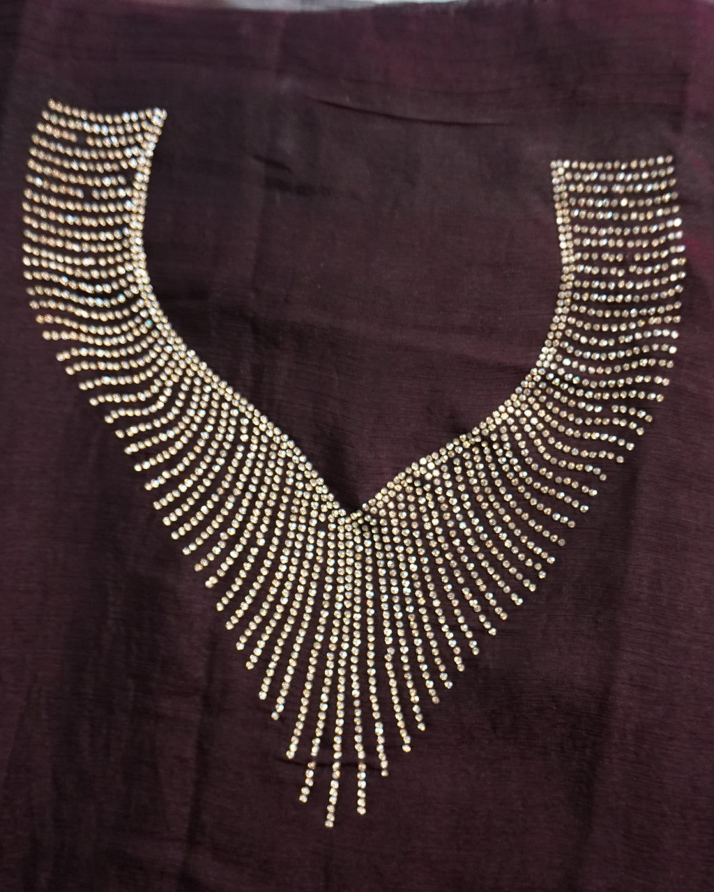 Crushed Georgette Saree With Stones on the Border -0018