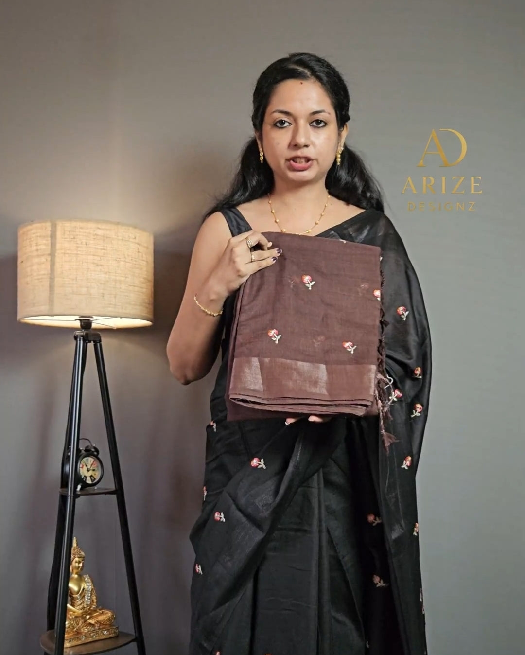 Linen Saree with Embroidery Work -0001